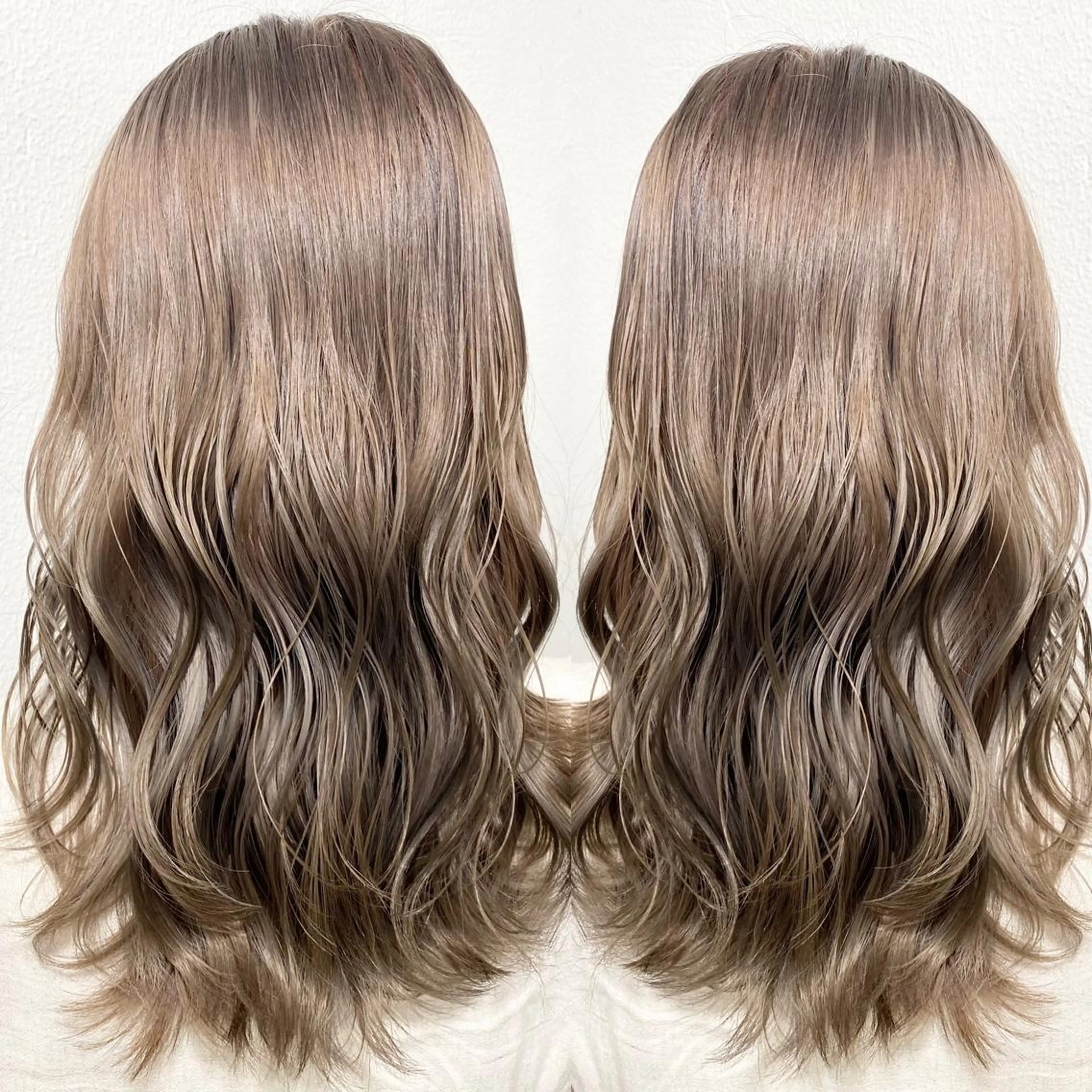 ミディアム カラー パーマ ヘアアレンジ アッシュ バレイヤージュ ベージュカラー ブリーチ 透明感カラー 👑指名率No.1 👑坂口飛翔のヘアスタイル