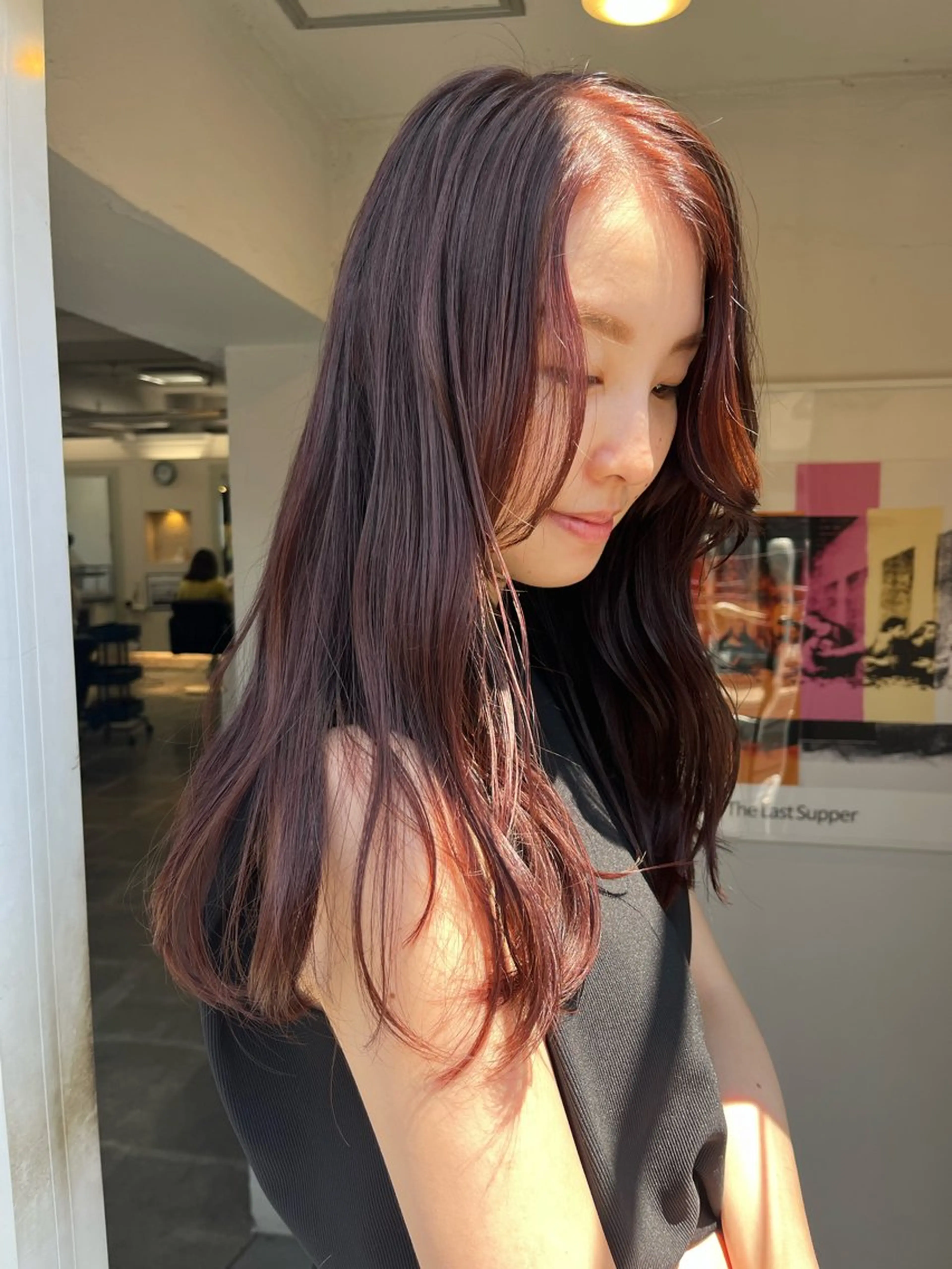 ロング カラー ヘアアレンジ アディクシーカラー ブラウンカラー ラベンダーカラー ピンクカラー ピンクブラウン 眠れるヘッドスパ✨ chacoのヘアスタイル