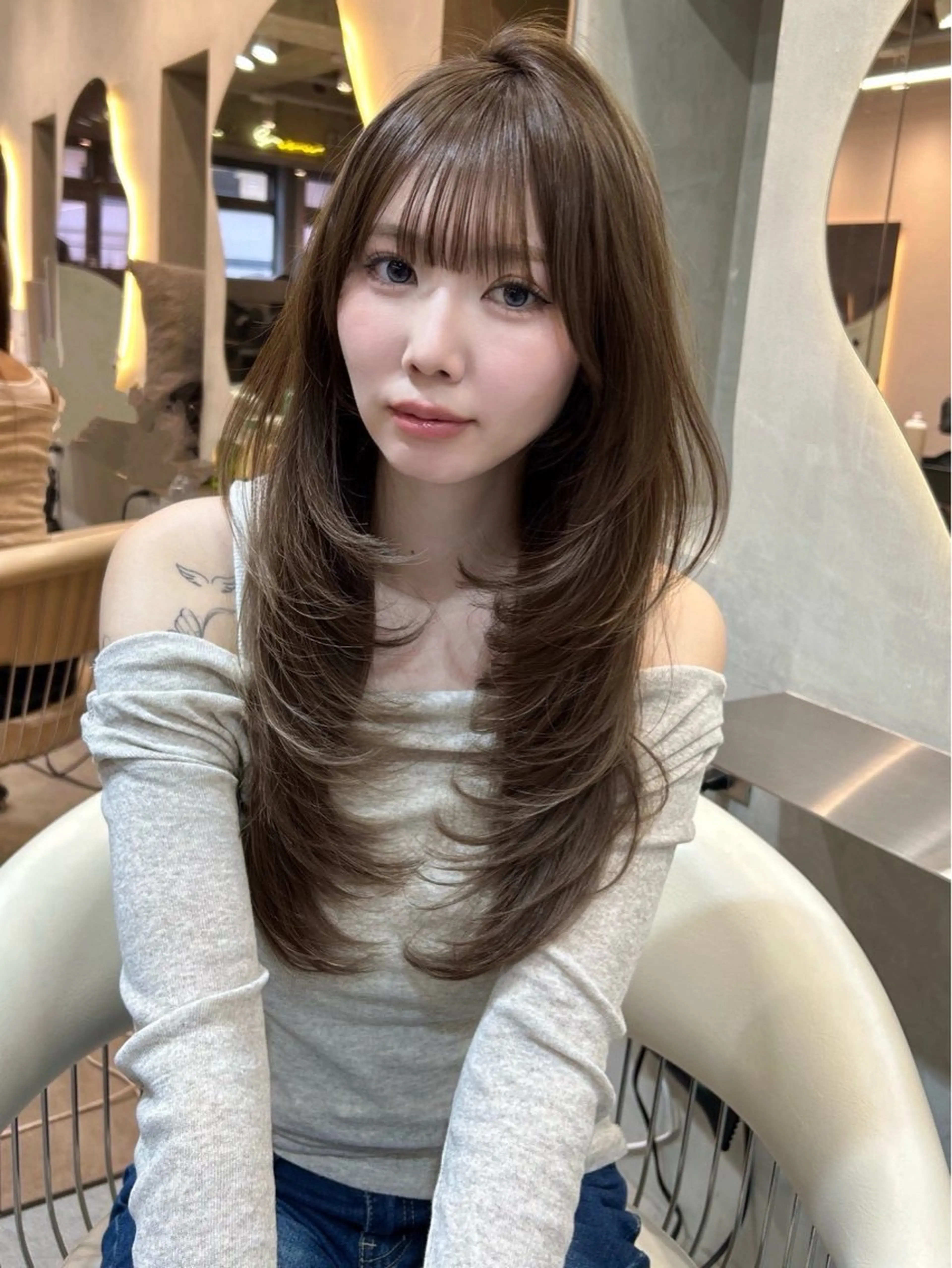 カラー ヘアカラー 透明感カラー🌱‬‪ 結衣のヘアスタイル