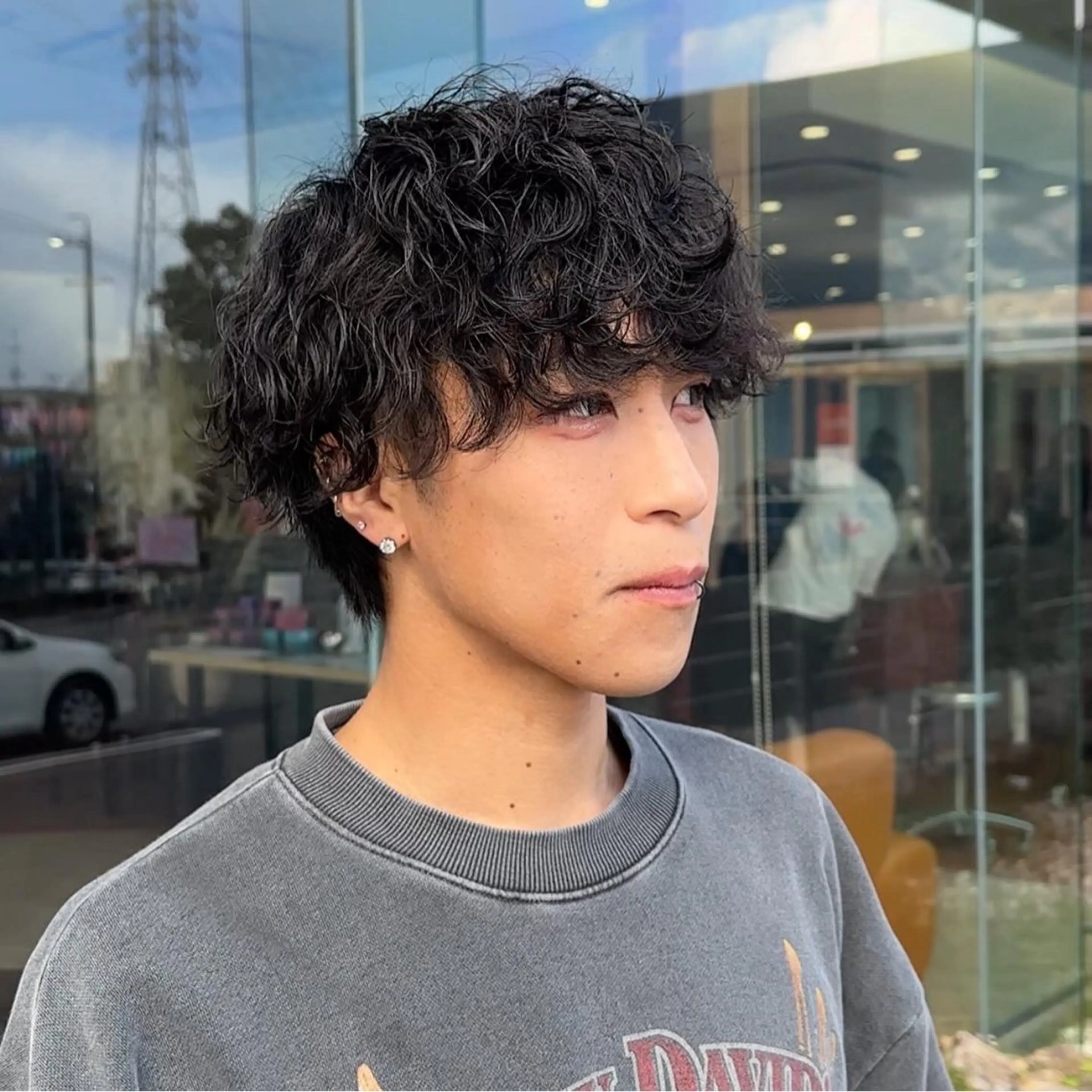 ショート カラー パーマ メンズ メンズブリーチ メンズハイライト メンズパーマ スペインカール スパイキーショート カット パーマ トリートメント Gain KAKKY 名古屋/池下駅3分のヘアスタイル