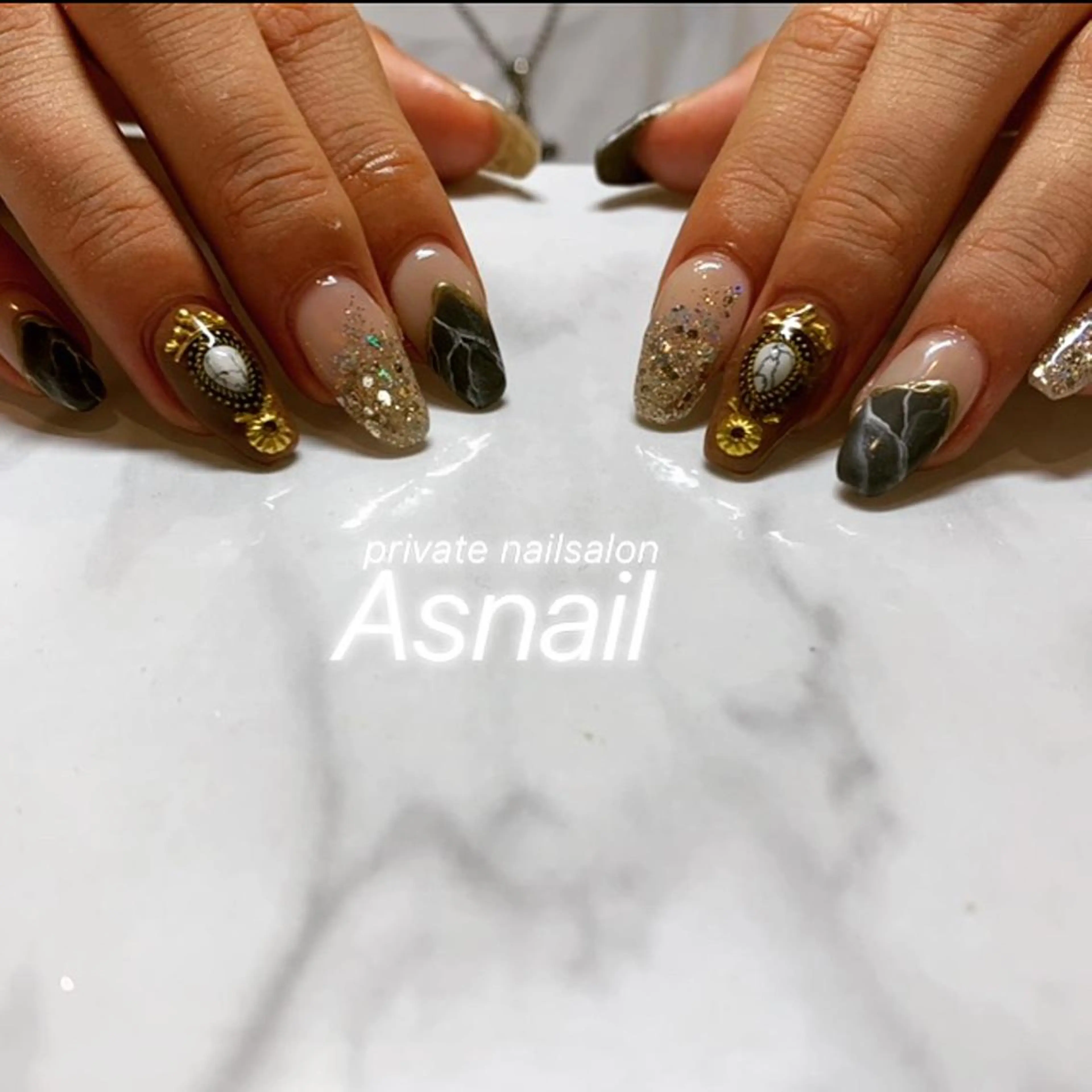 ネイル アートネイル べっ甲ネイル ミラーネイル ニュアンスネイル オフィスネイル Asnail s/yのネイルデザイン