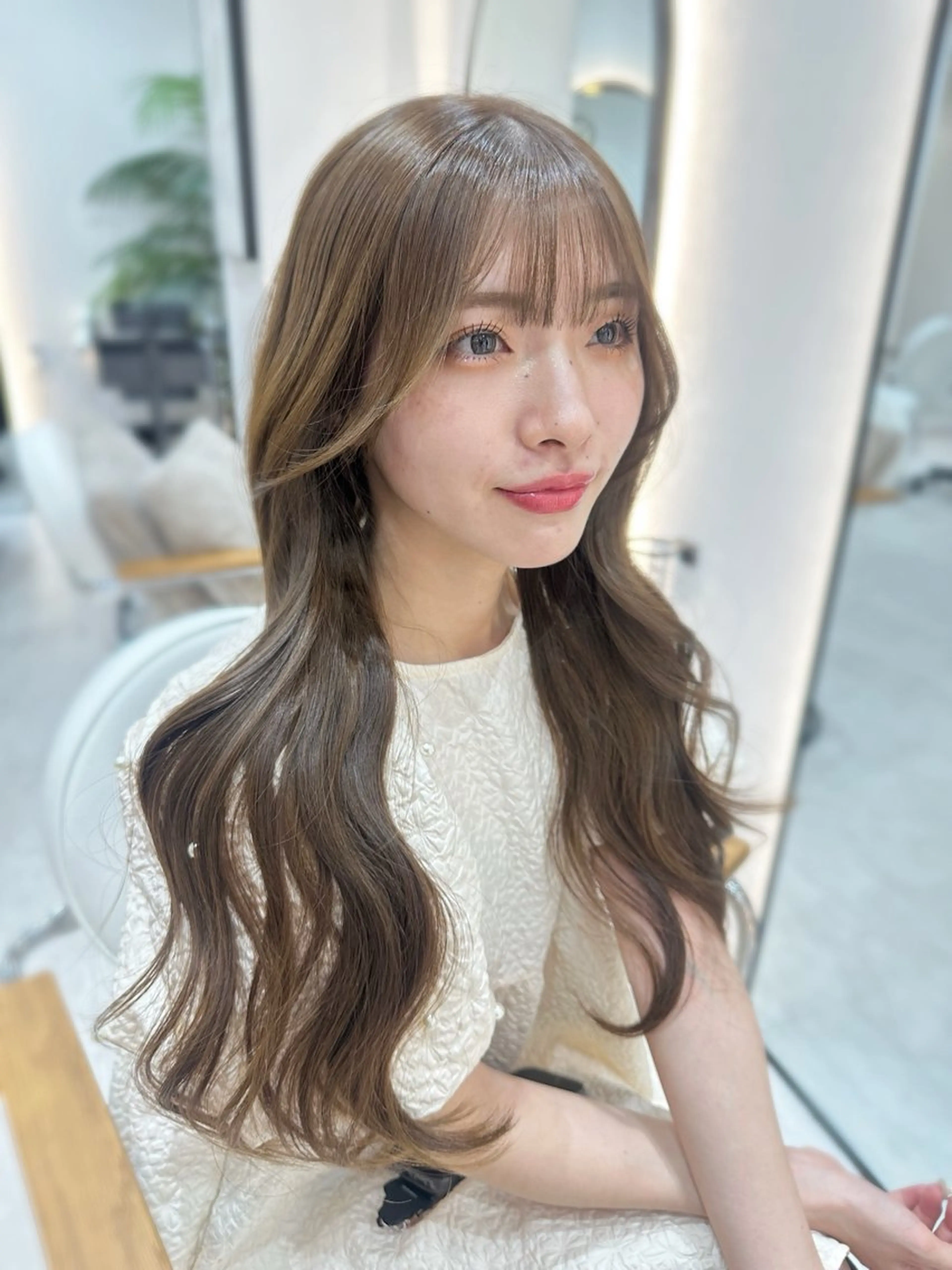 ロング くびれヘア 顔まわりレイヤー 顔周りカット ハイライト 髪質改善 カット ヘアカラー トリートメント 韓国レイヤーカット/ 顔周りカットtamaのヘアスタイル