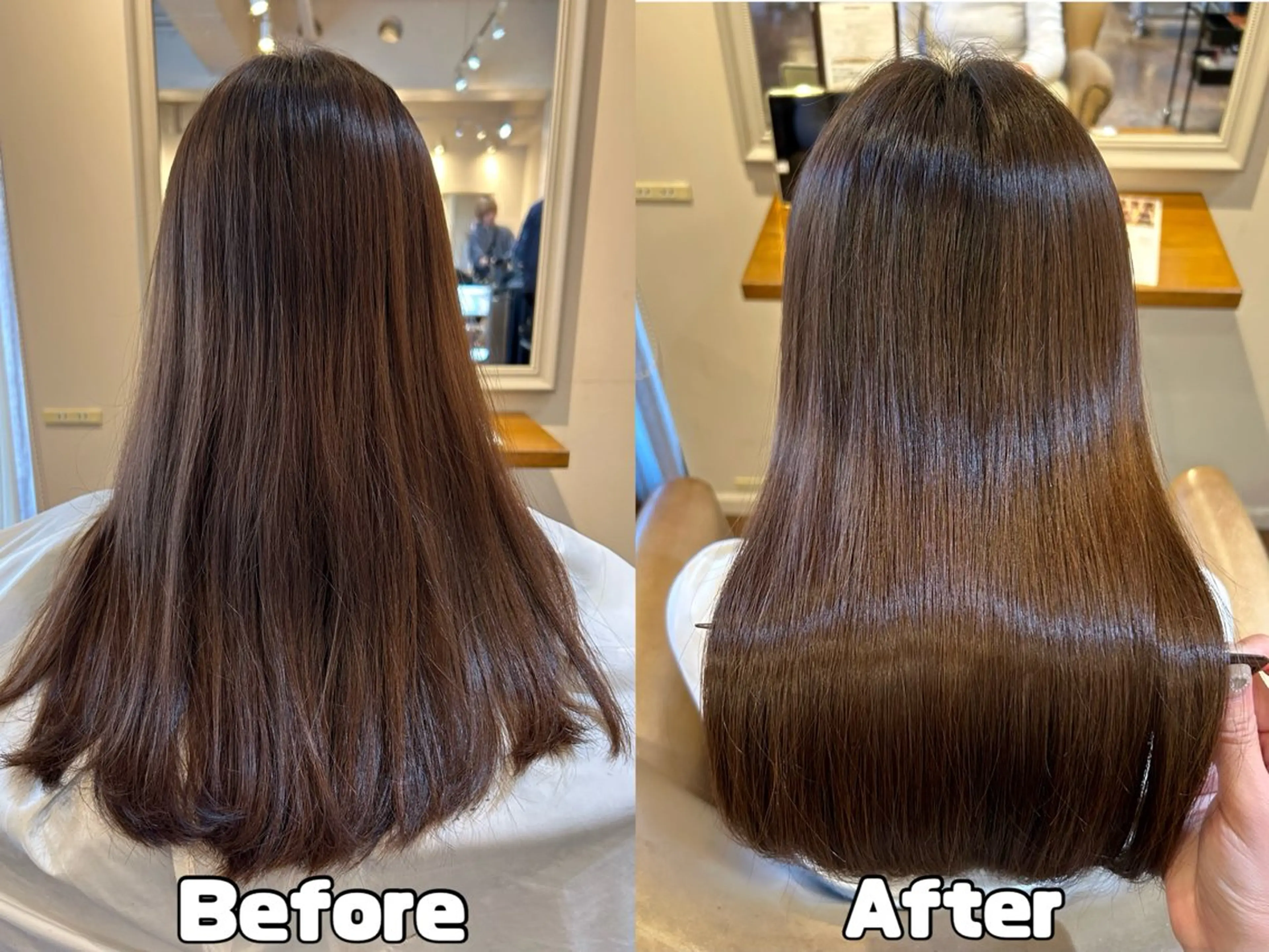 ロング カット ヘアカラー 縮毛矯正 トリートメント あべ しおりのヘアスタイル