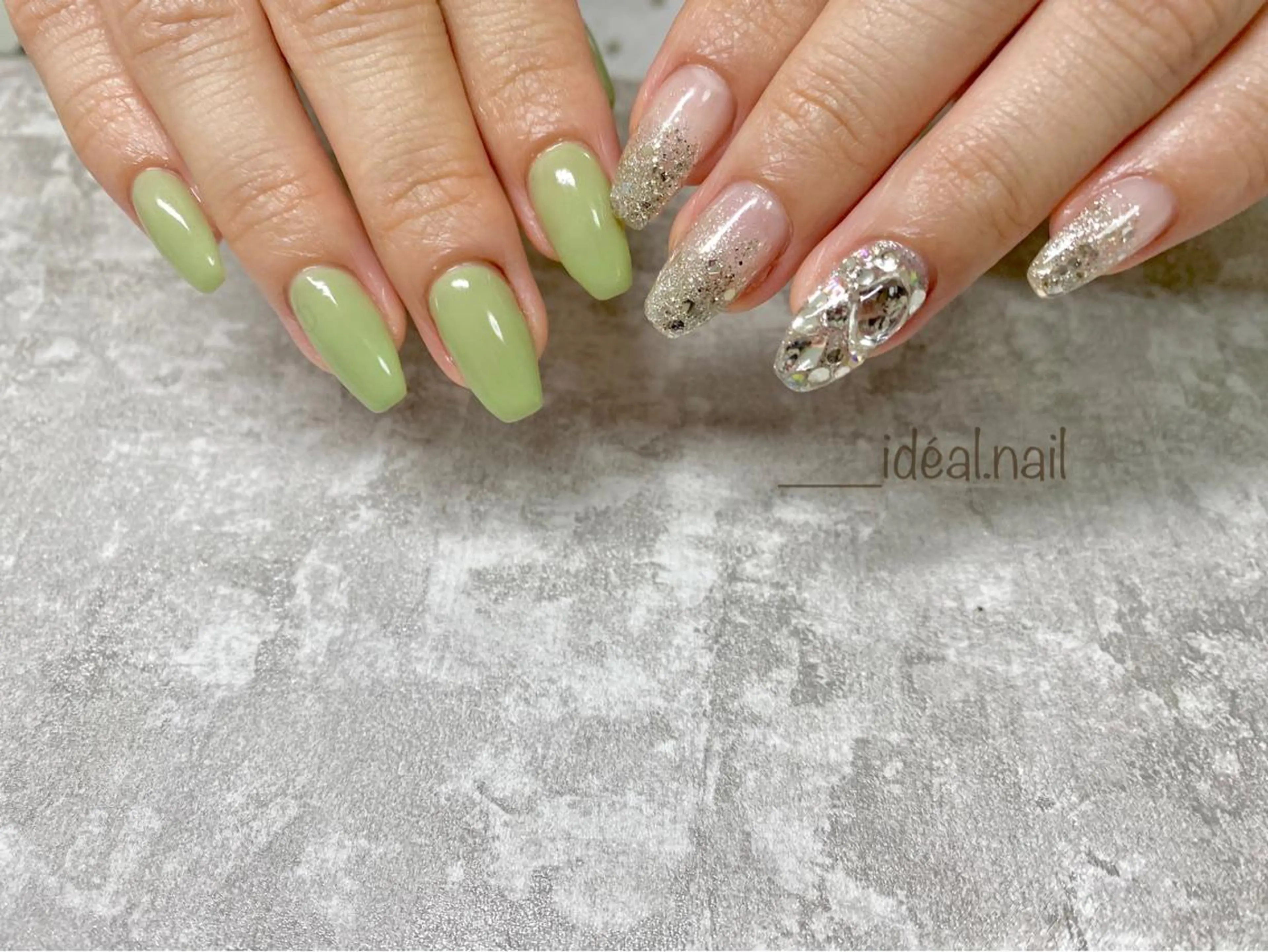 ネイル キラキラネイル ピスタチオネイル ide. Mikiのネイルデザイン