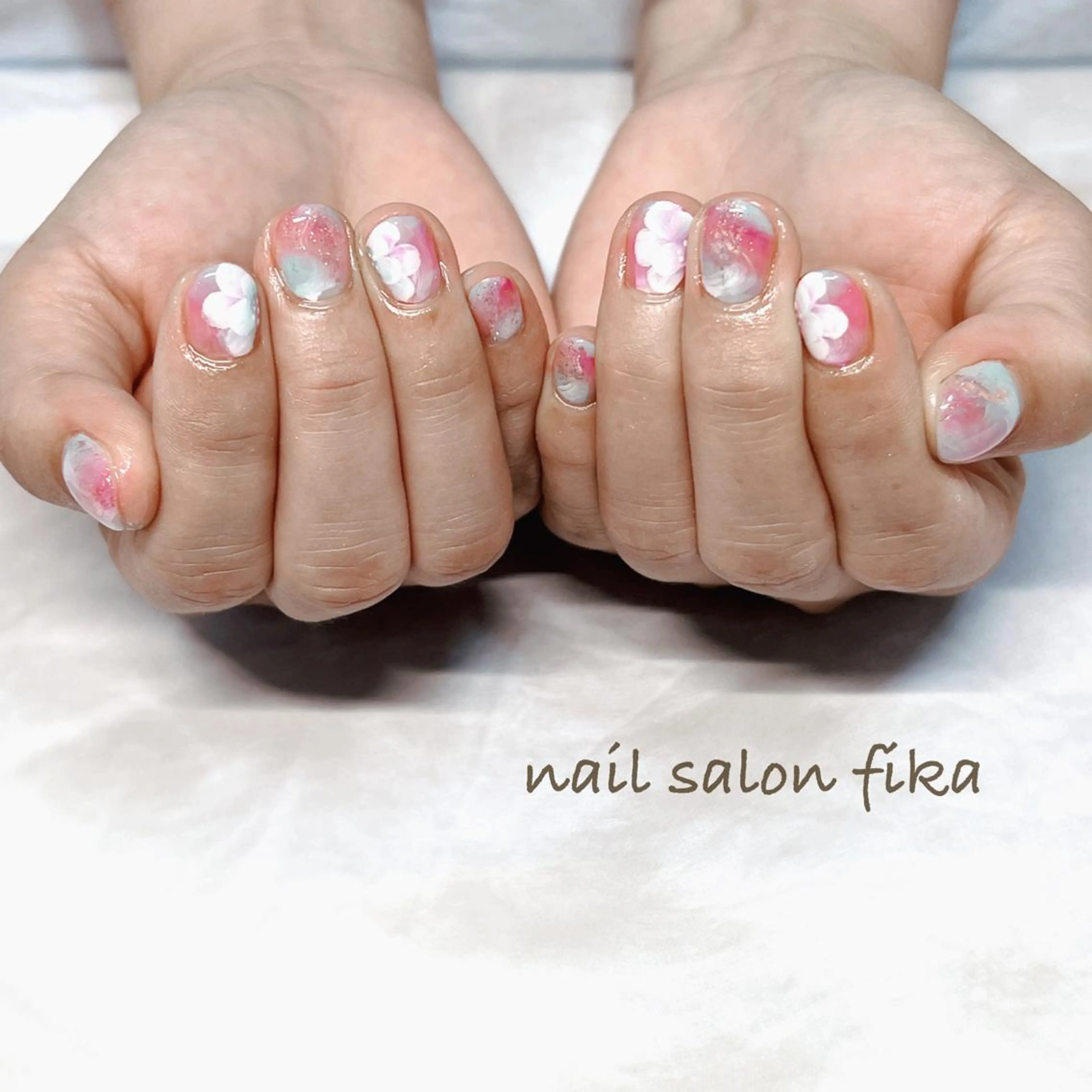 ネイル ニュアンスネイル ショートネイル ハンドネイル nail salon fikaのネイルデザイン
