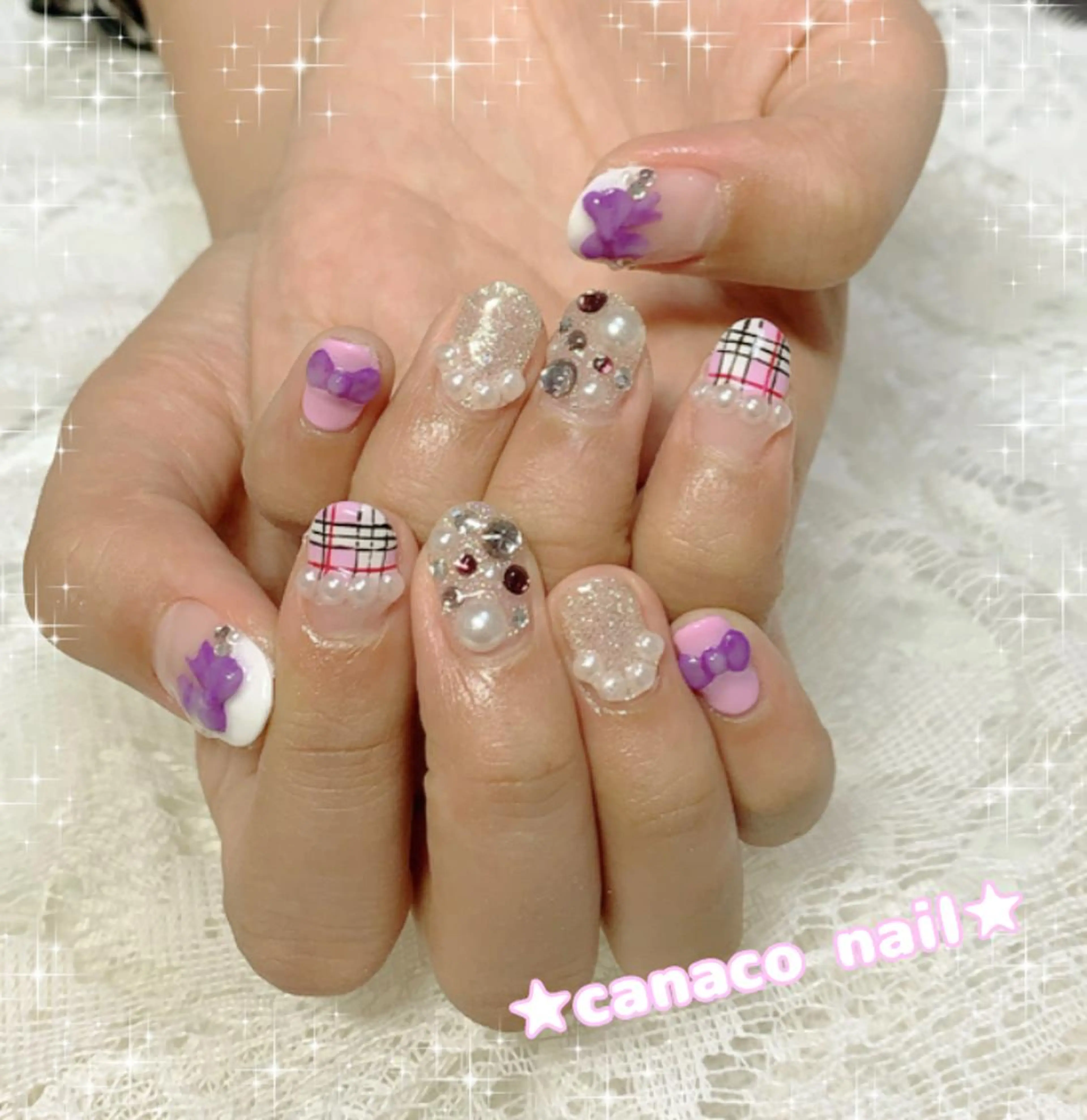 ネイル リボン ハンドネイル ハンドケア ベテランネイル cnc nailのネイルデザイン