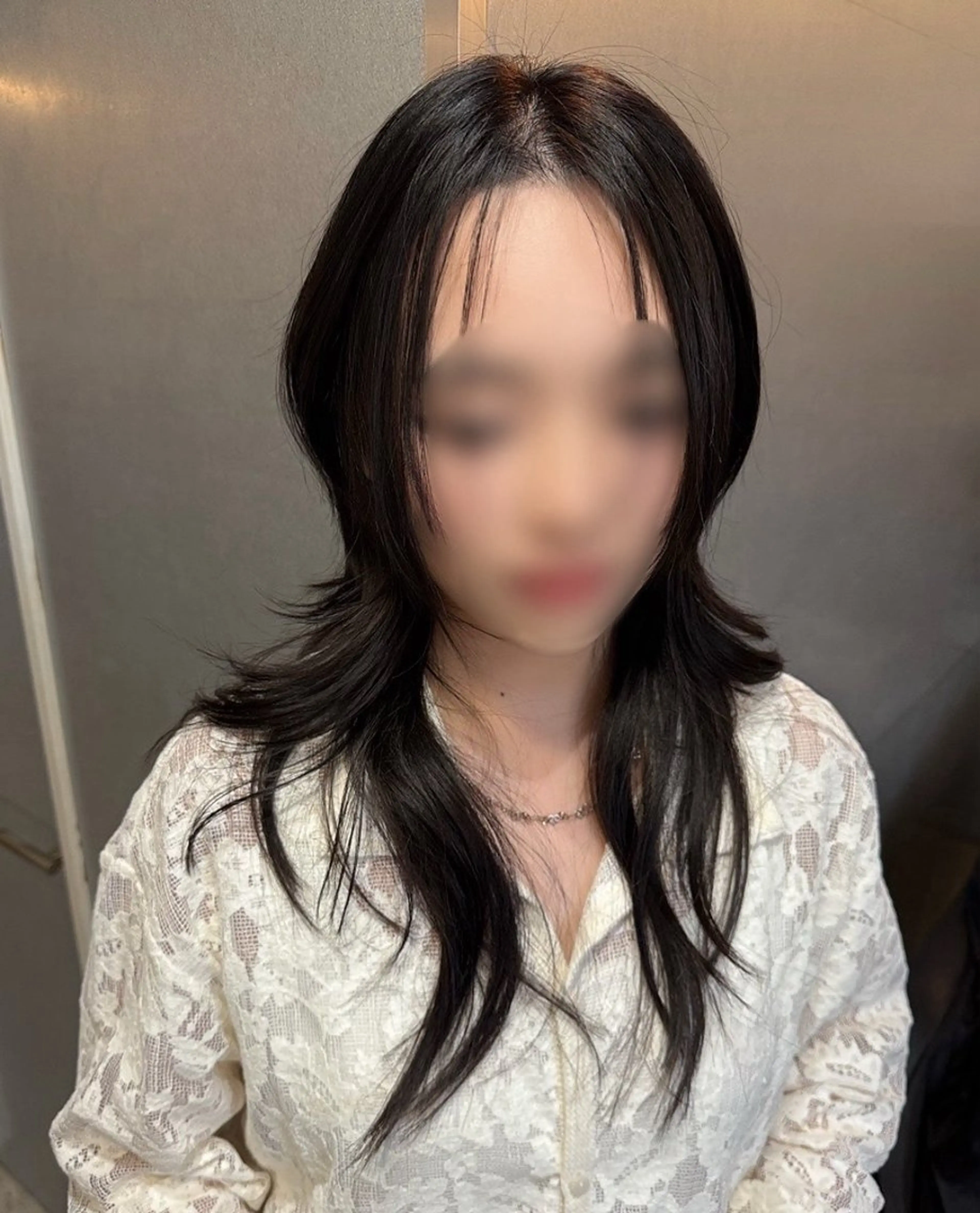 ロング 韓国風ヘア レイヤーカット カット 韓国リアルハッシュ レイヤーカットのヘアスタイル