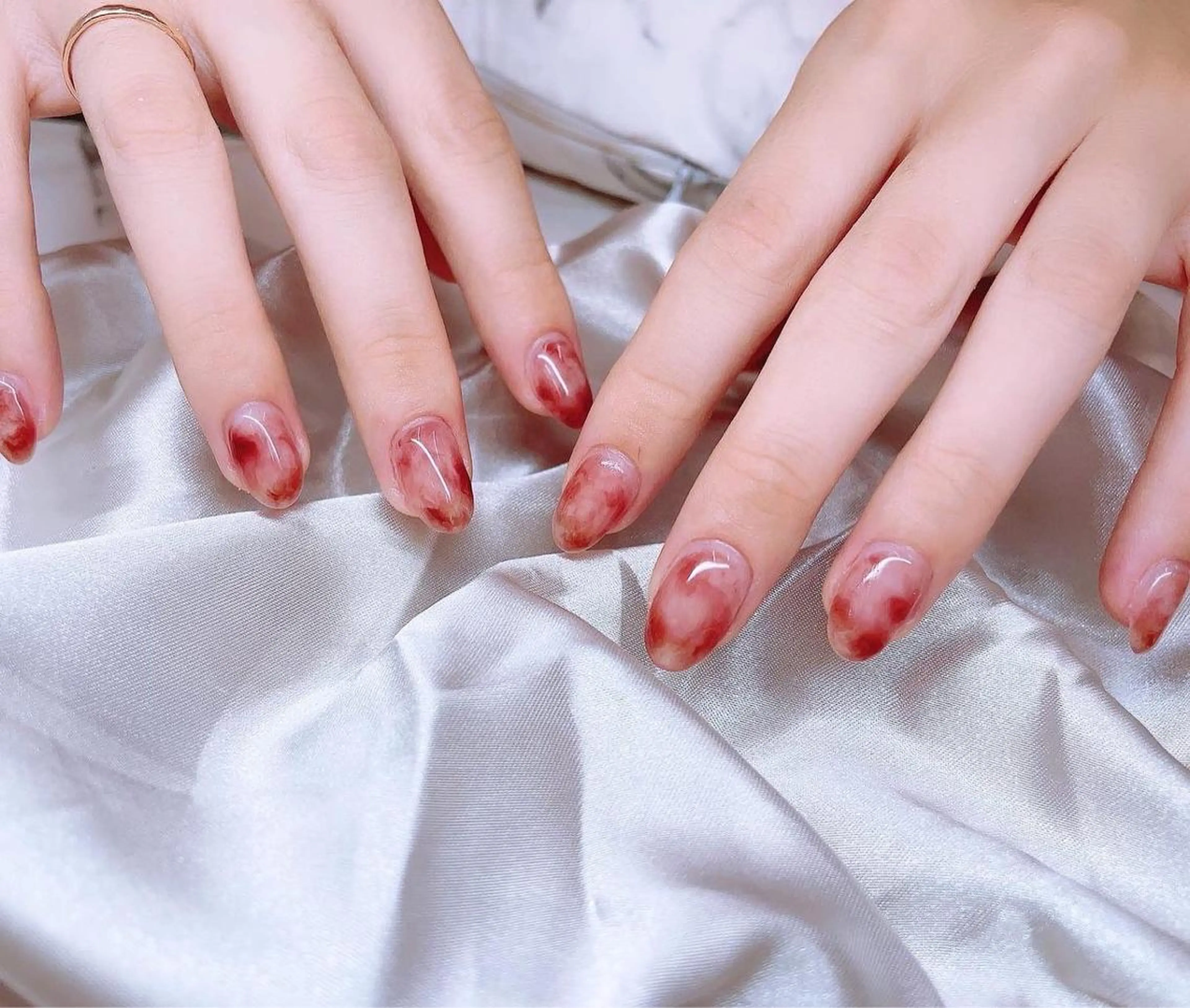 ネイル べっ甲ネイル ブラウン フレンチネイル ジェルネイル ハードジェル Lilas Nailのネイルデザイン