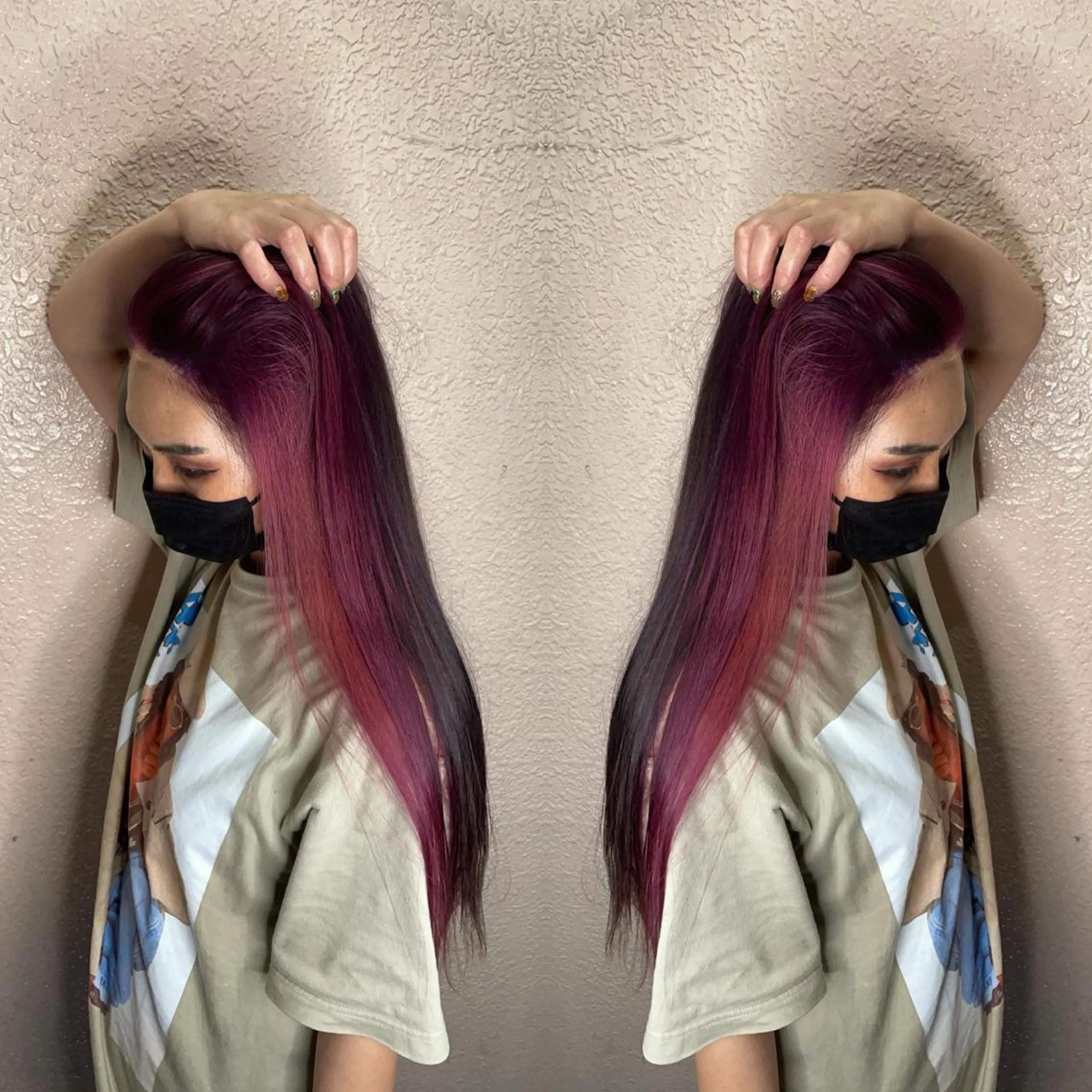 ロング カラー ミストバング ブリーチ  フェイスフレーミング インナーカラー トリートメント 👑派手髪/カット 👑ANRYのヘアスタイル