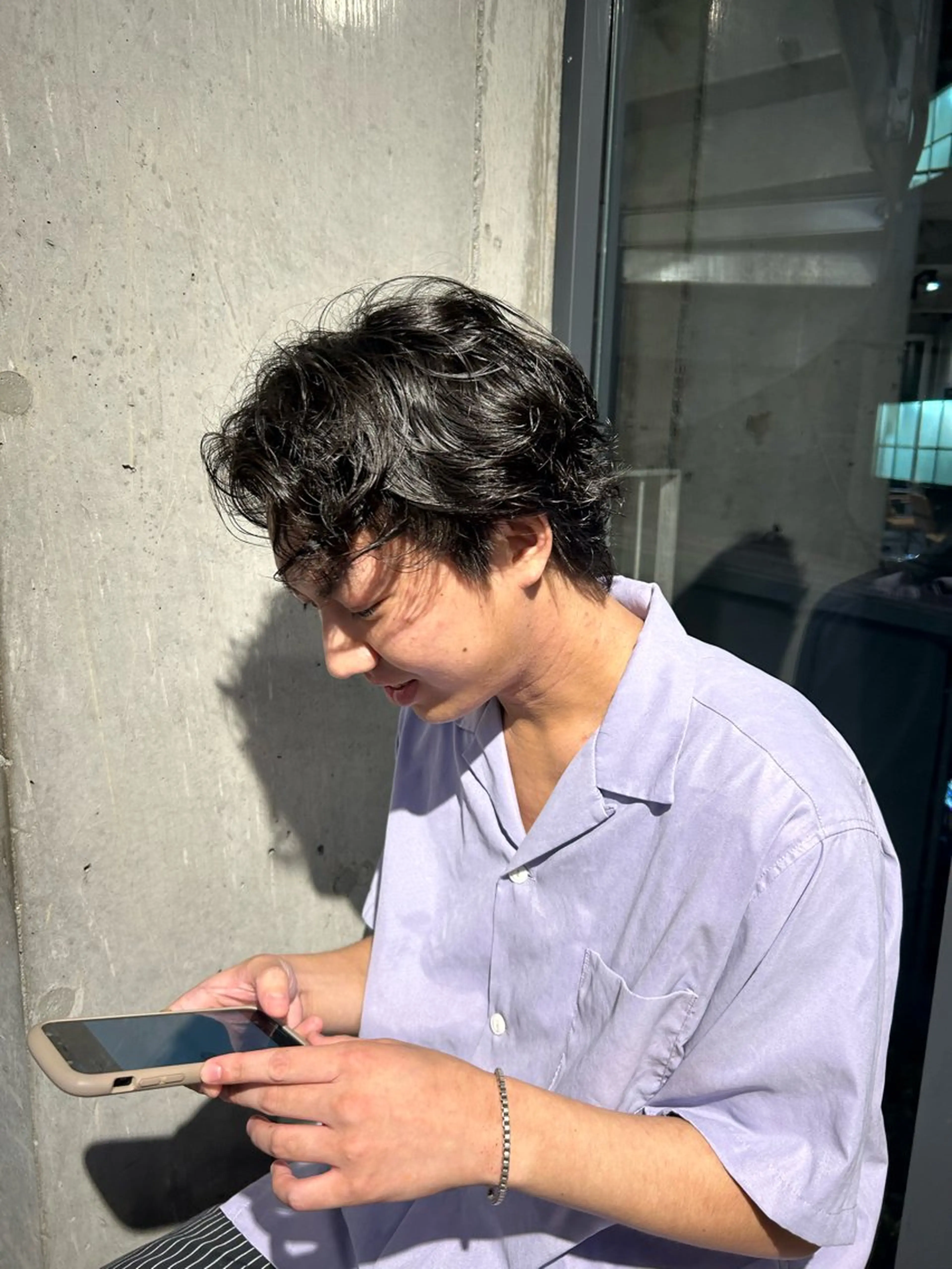 ショート メンズ カット パーマ 葉月/ボブ/ 透明感カラー／中目黒のヘアスタイル