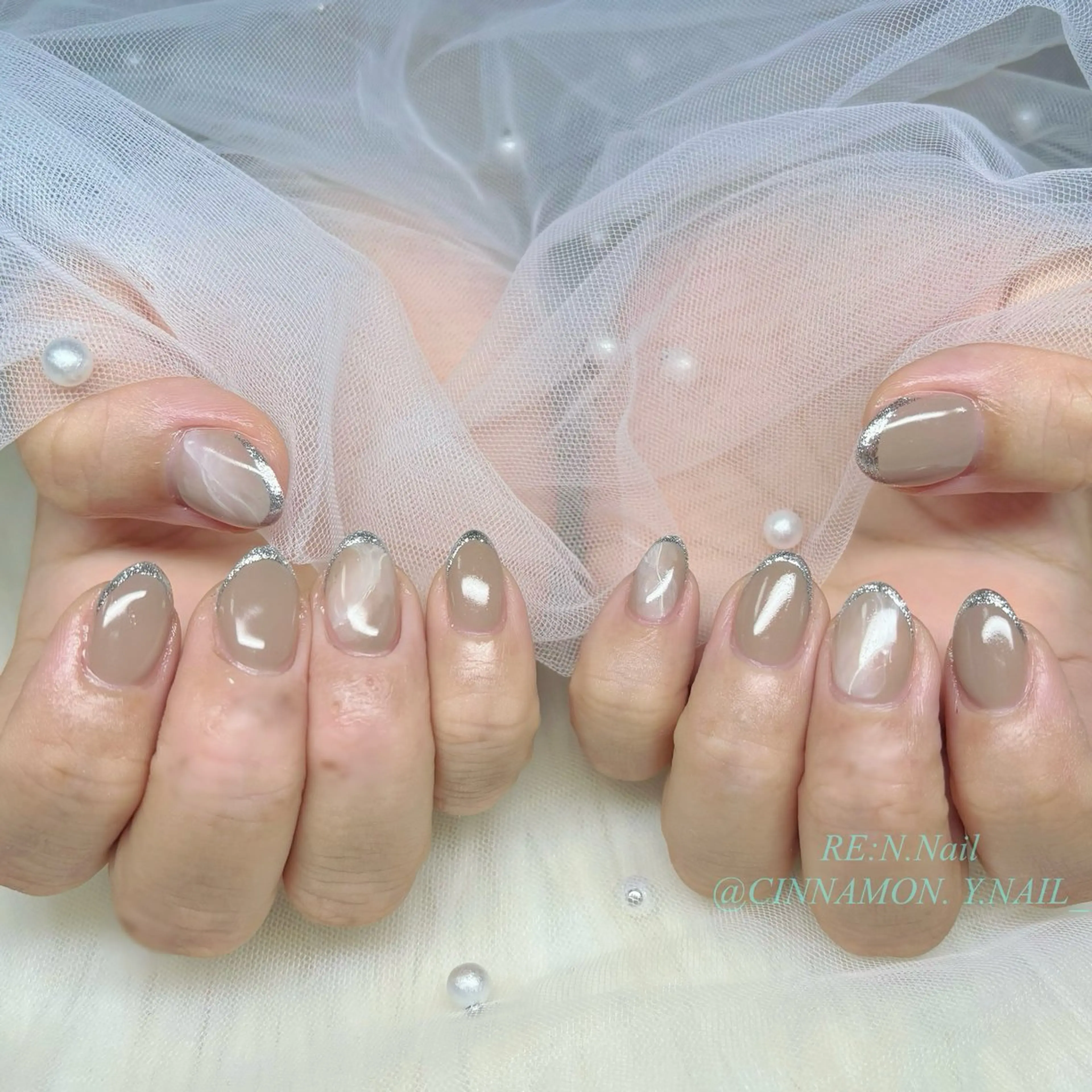 ネイル ニュアンスネイル ハンドネイル Y🩵 Jasmineのネイルデザイン