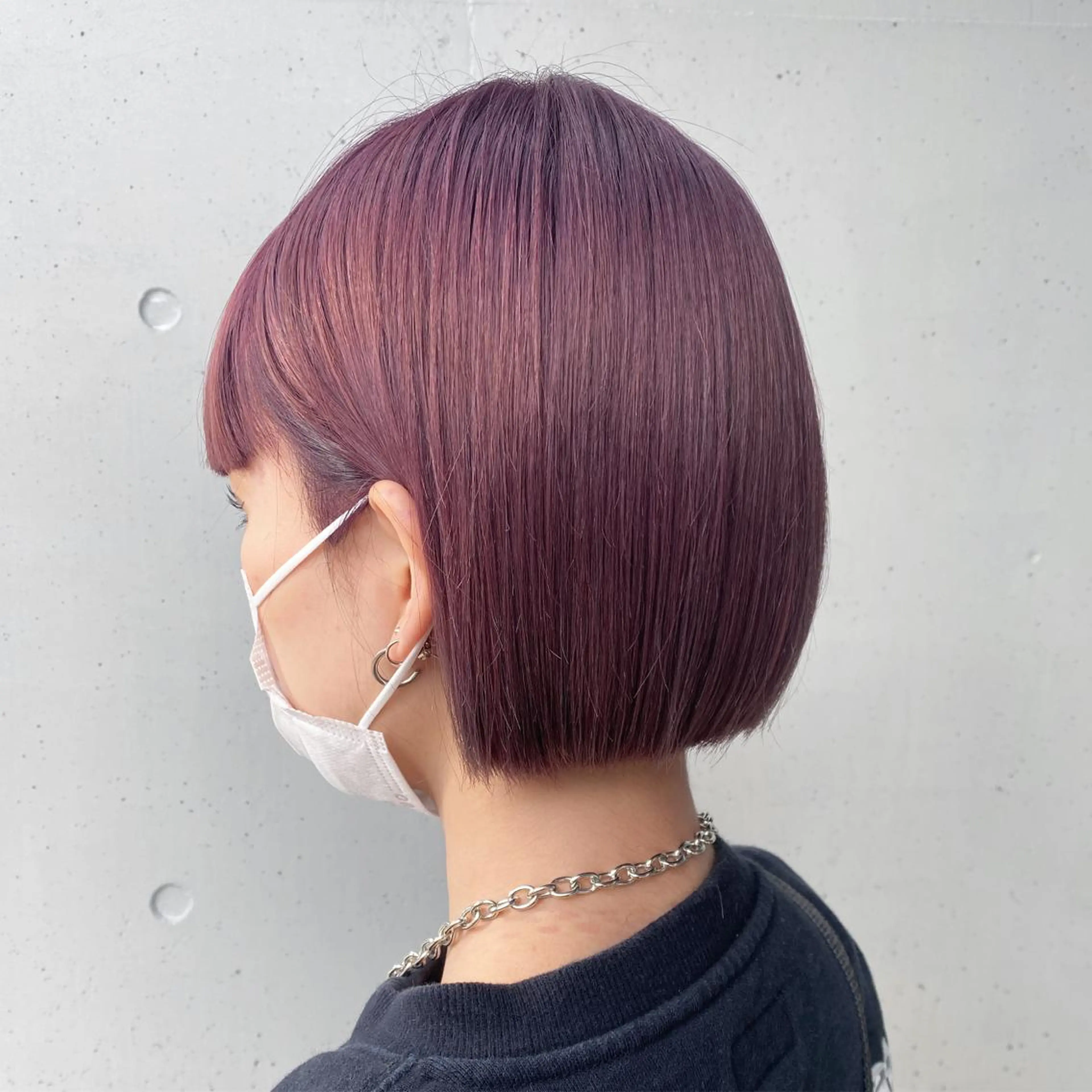 ミディアム カラー ブリーチ カシス ボブ 和歌山韓国ヘア🌙 MOEのヘアスタイル