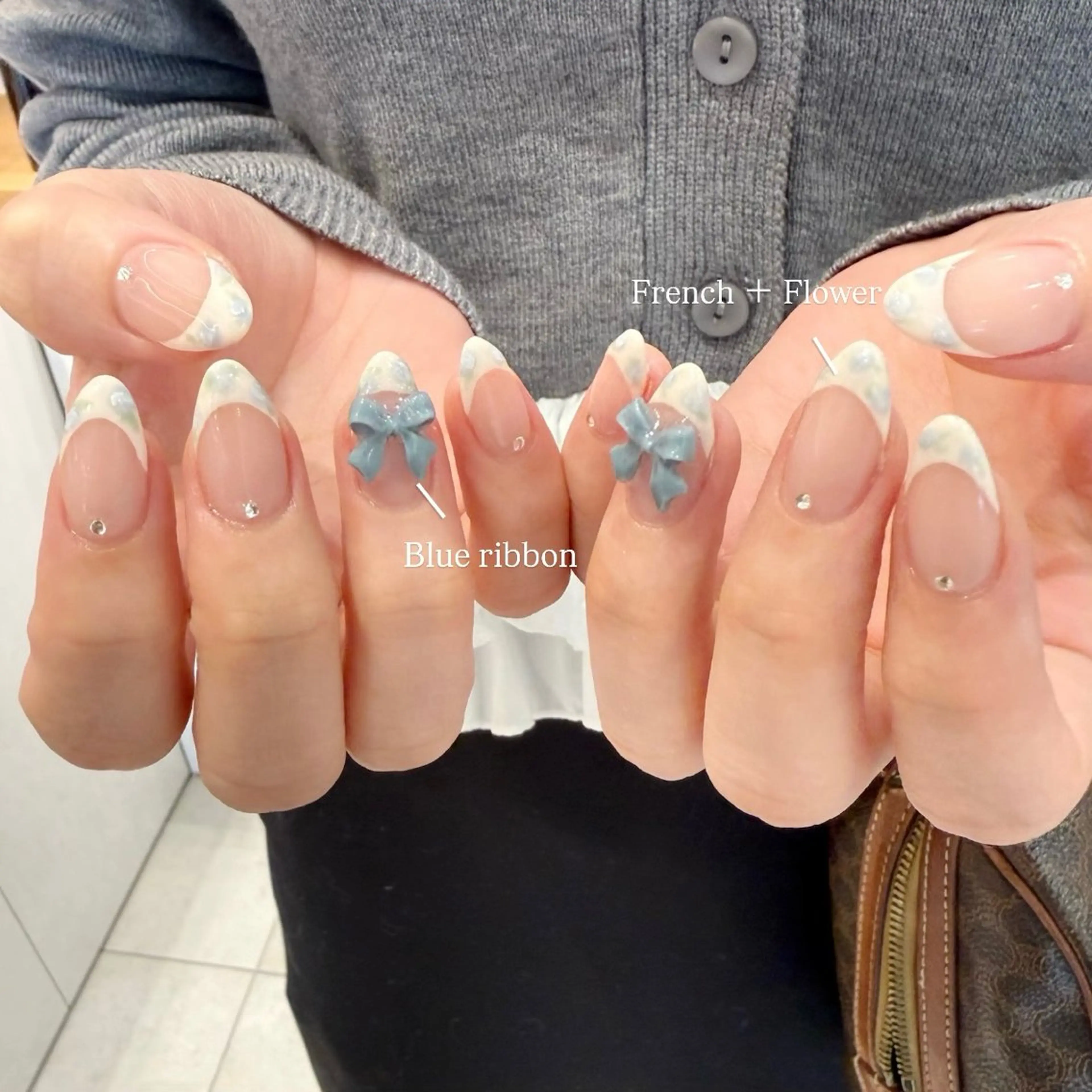 ネイル フレンチネイル 春ネイル ハンドネイル Momone ／渋谷／パラジェルのネイルデザイン