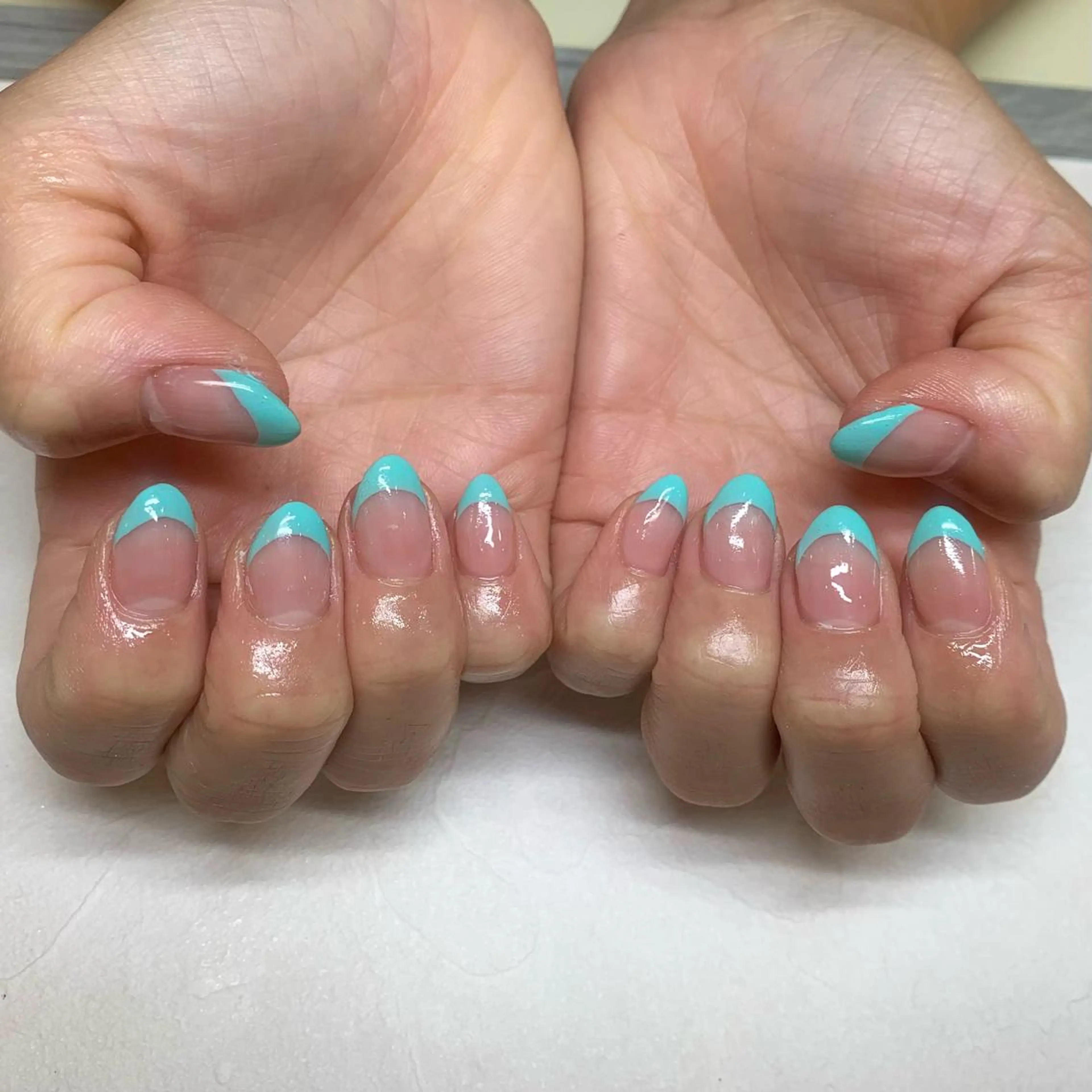 ネイル ブルー フレンチネイル SOARE TADAのネイルデザイン