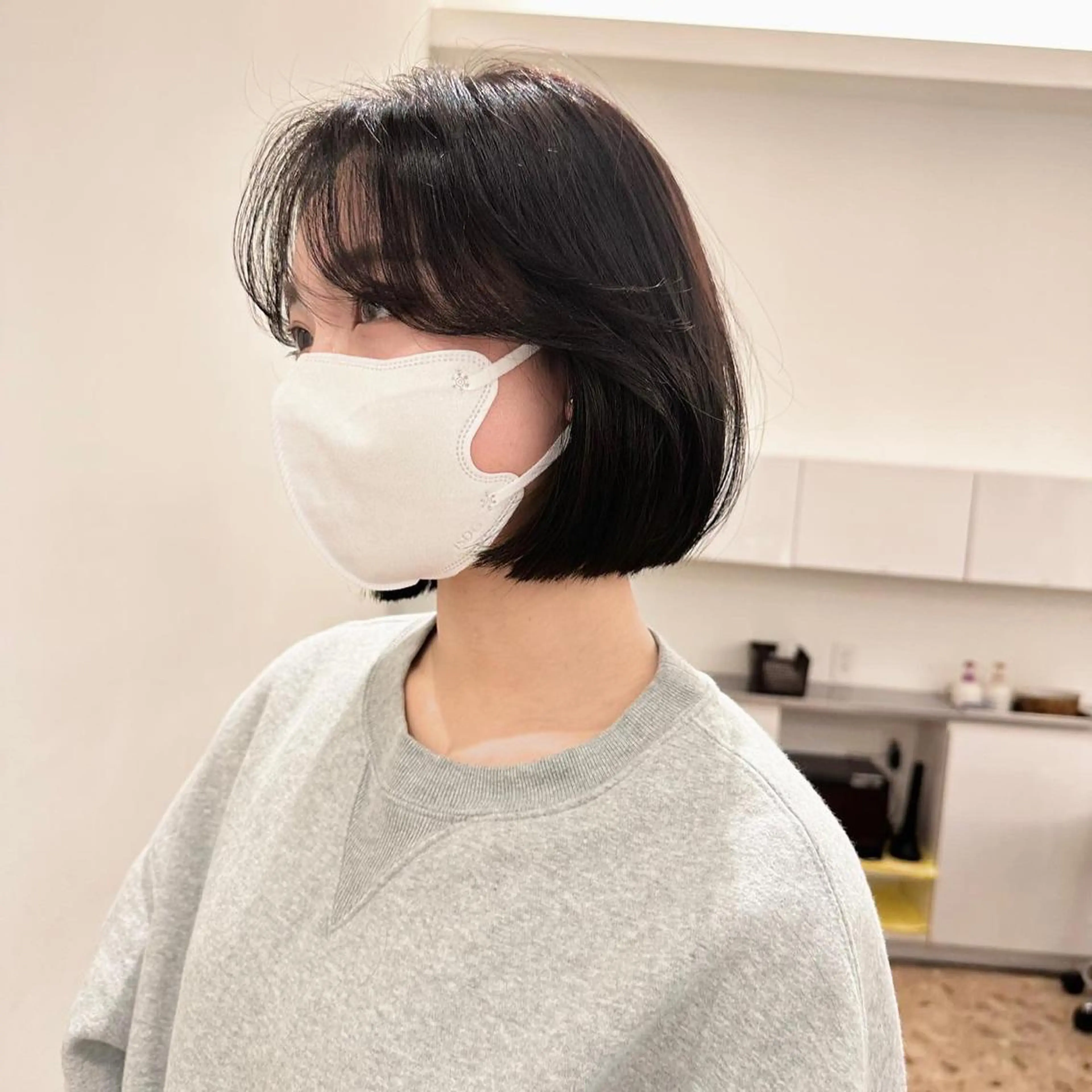 ショート ヘアアレンジ 切りっぱなしボブ ショートボブ ボブ 顔周りカット 韓国風ヘア 🌿レイヤー/ブリー チ/🌿‬JINのヘアスタイル