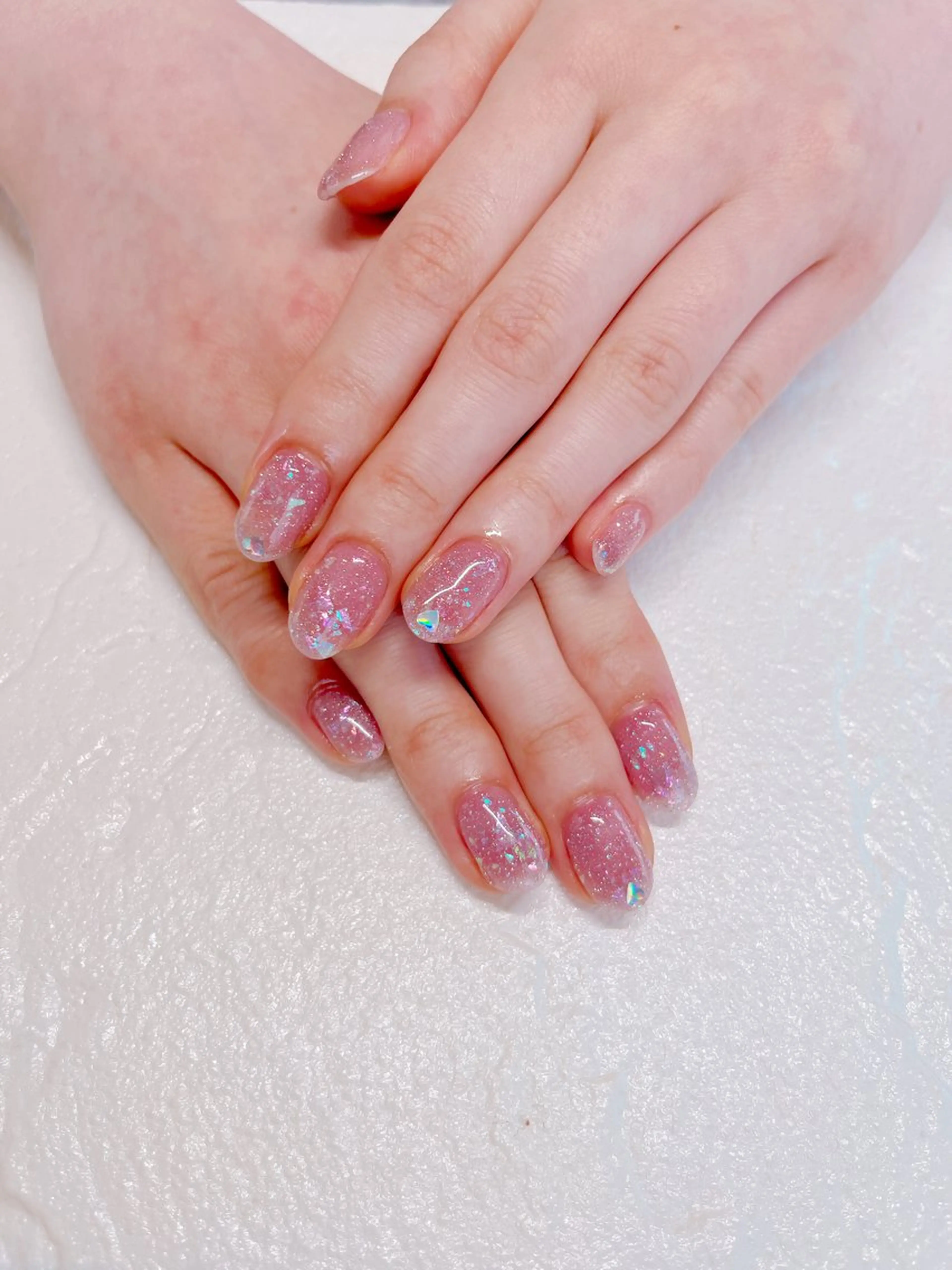 ネイル フラッシュネイル 氷ネイル・うるうるネイル キラキラネイル ハンドネイル happiness nailのネイルデザイン