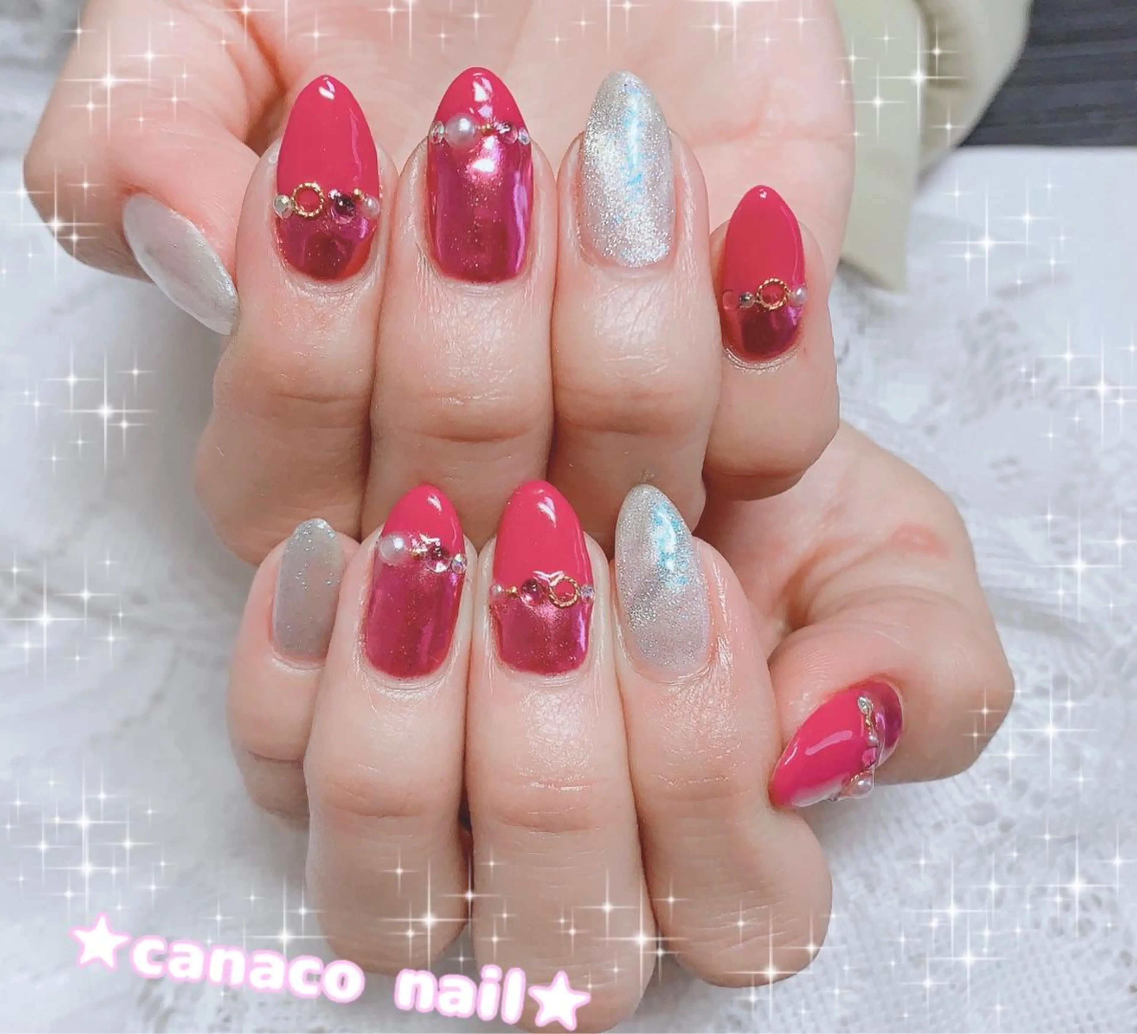 ネイル アートネイル ジェルネイル キラキラネイル マグネットネイル ミラーネイル ハンドネイル ハンドケア ベテランネイル cnc  nailのネイルデザイン