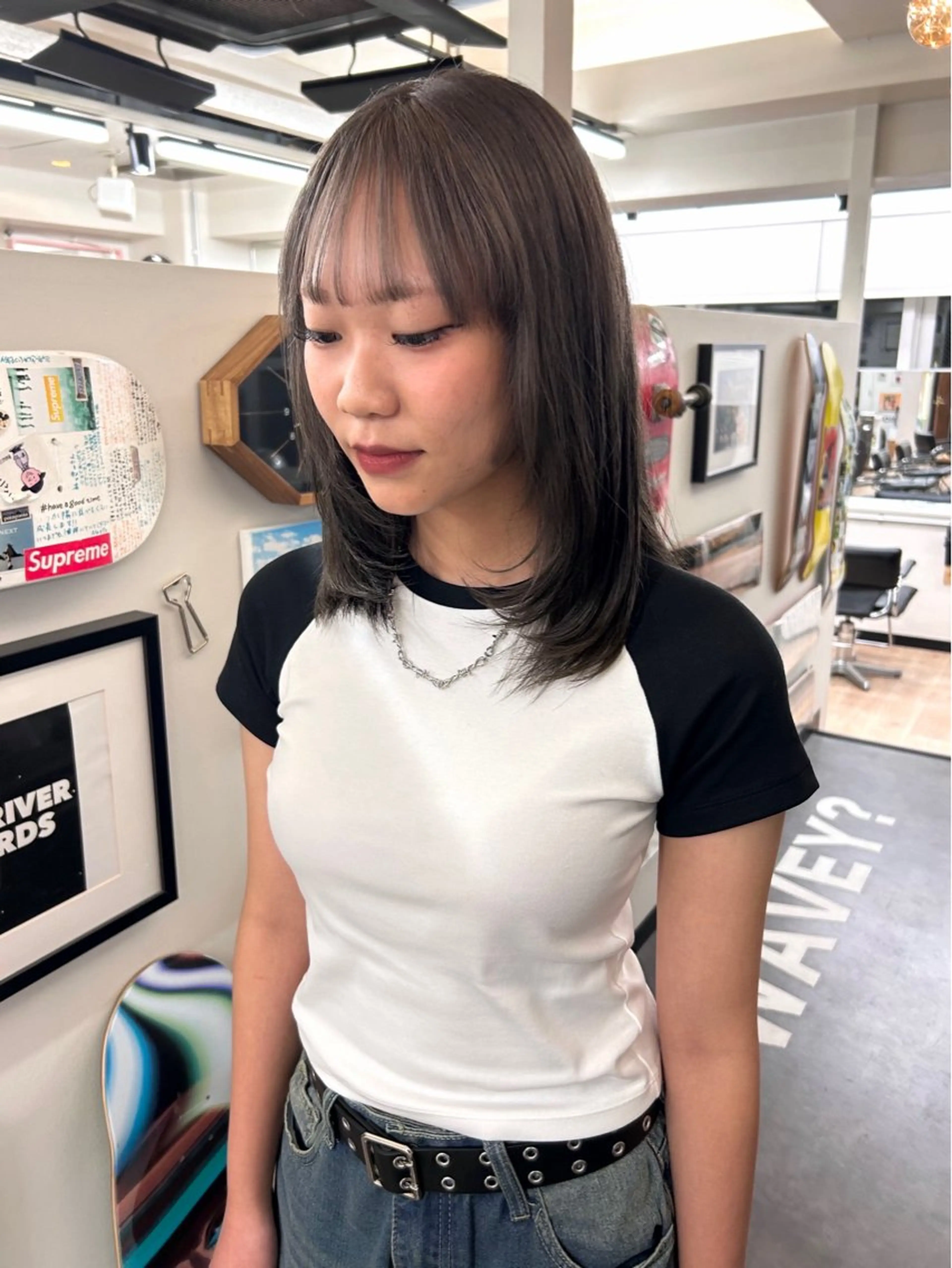 ミディアム ヘアカラー レイヤー・ボブカット ／もえまる🌻のヘアスタイル