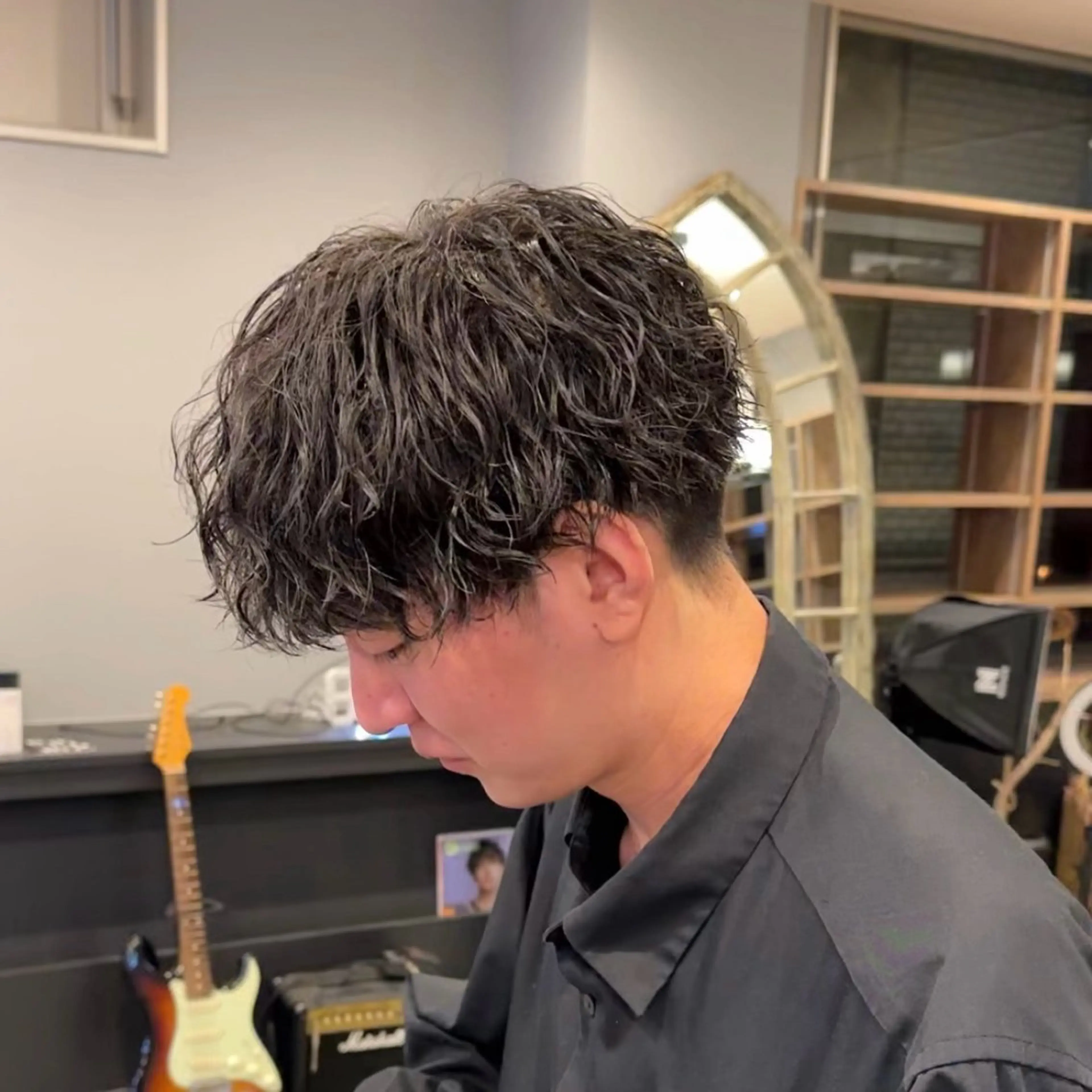 パーマ メンズ マッシュ 刈り上げ カット パーマ Miyabi.💋 ABEYLEVRAIのヘアスタイル