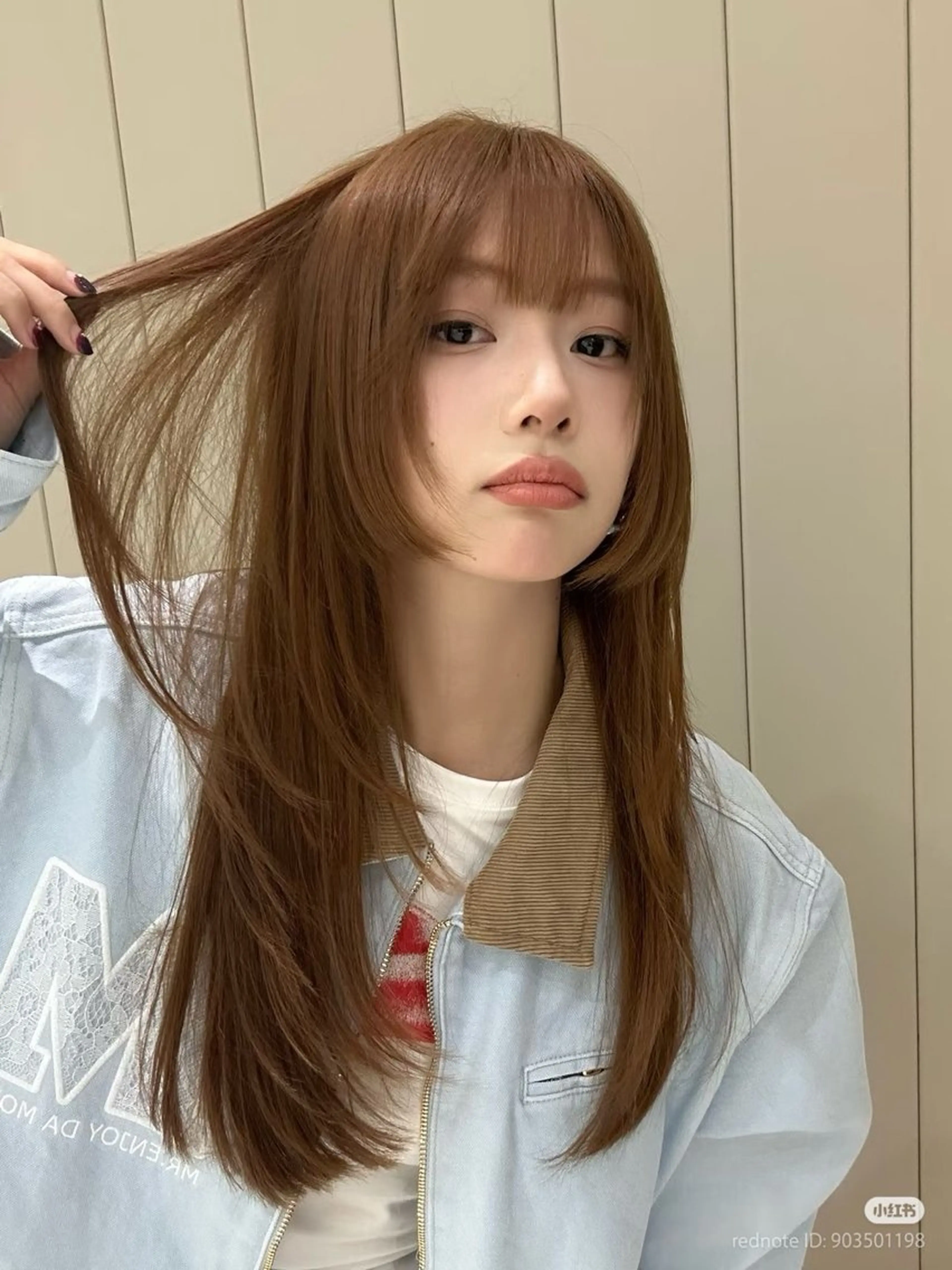 セミロング カラー ヘアアレンジ ベージュカラー ブリーチ 💎韓国/ レイヤー カット/ 暖色🫧のヘアスタイル