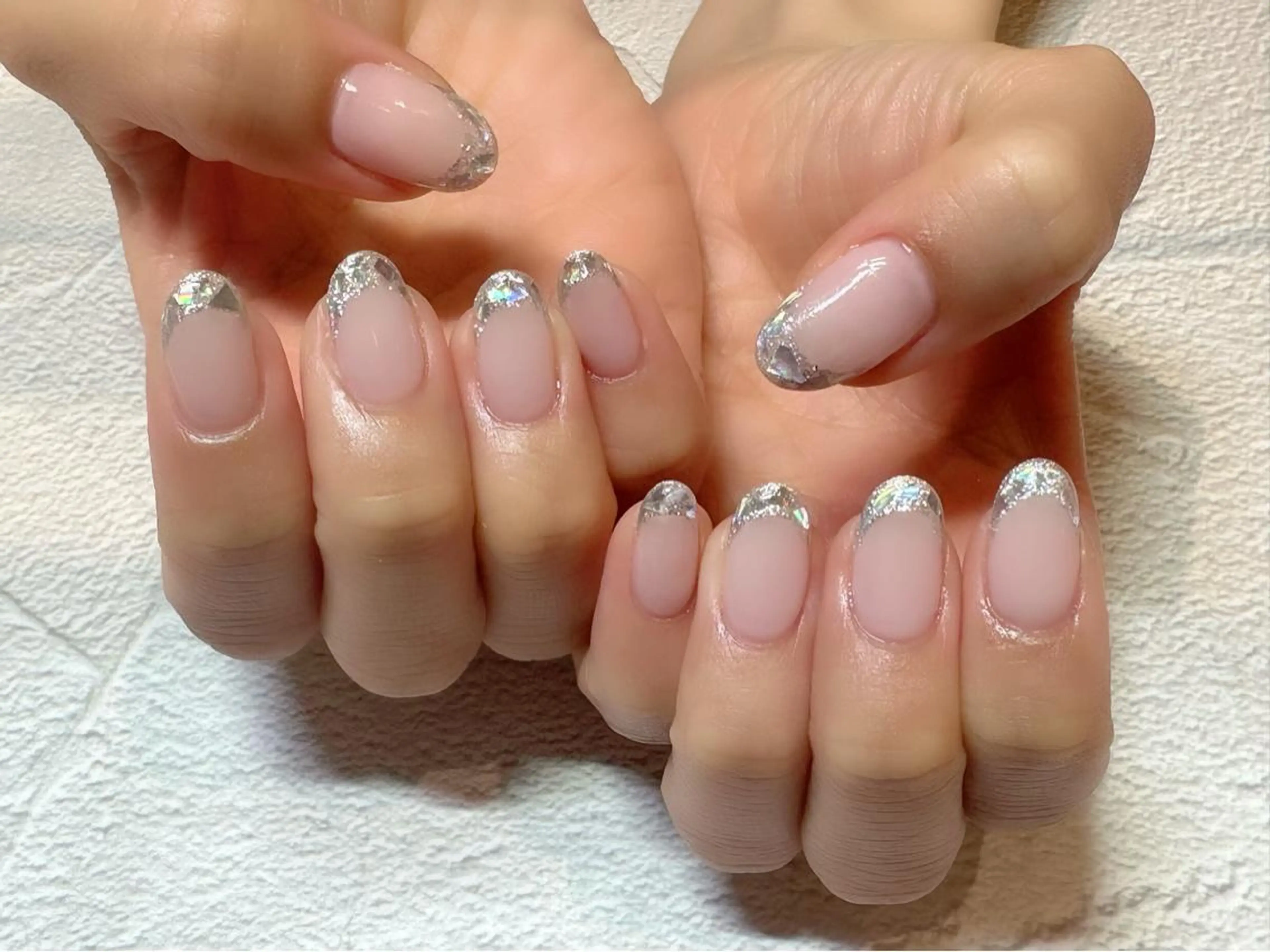 ネイル フレンチネイル ガラスフレンチ ハンドネイル ✨kitamura rie✨のネイルデザイン