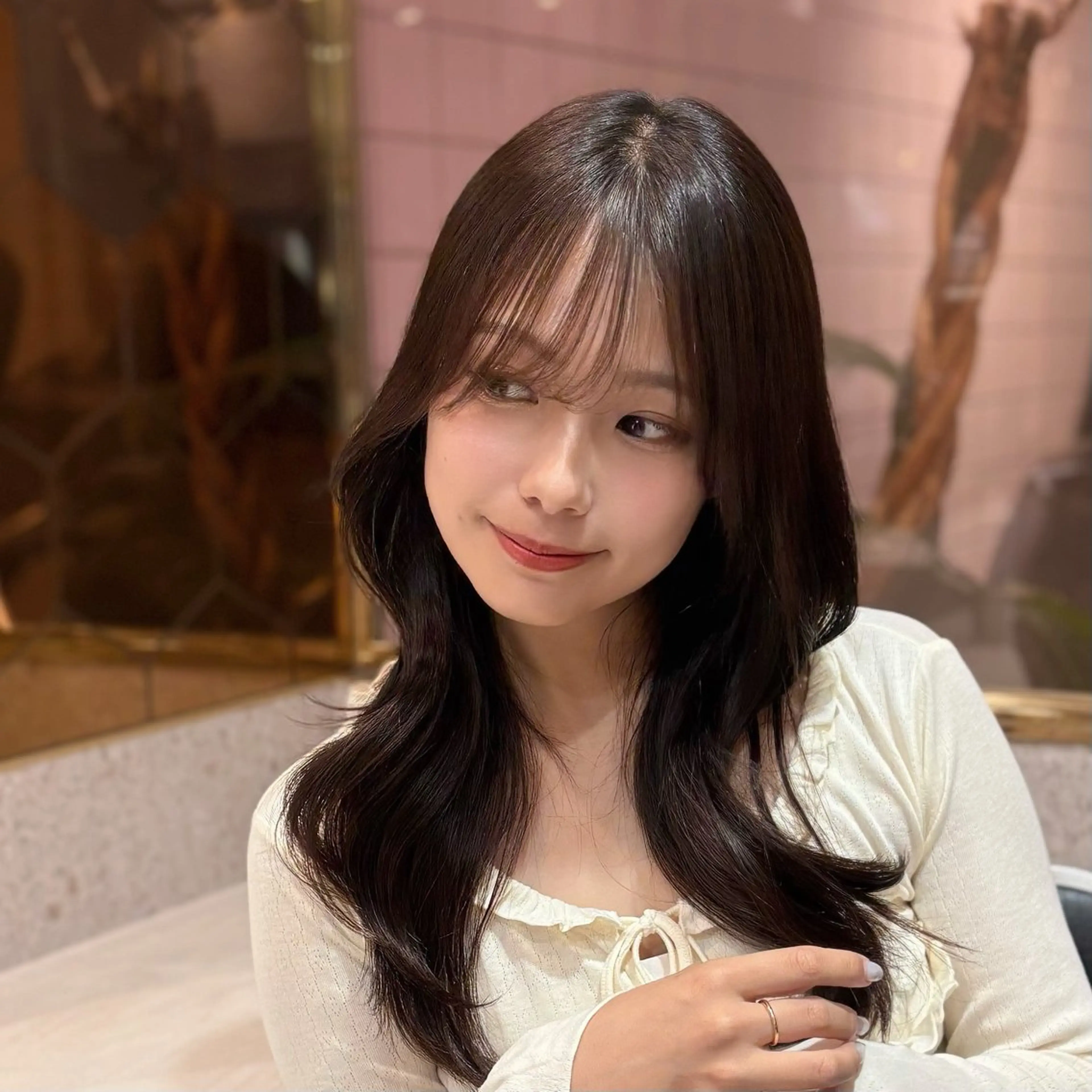 ロング カラー パーマ ヘアアレンジ メンズ キッズ カット ヘアカラー トリートメント 新宿/小顔レイヤー/ 顔まわり/西慶太朗のヘアスタイル