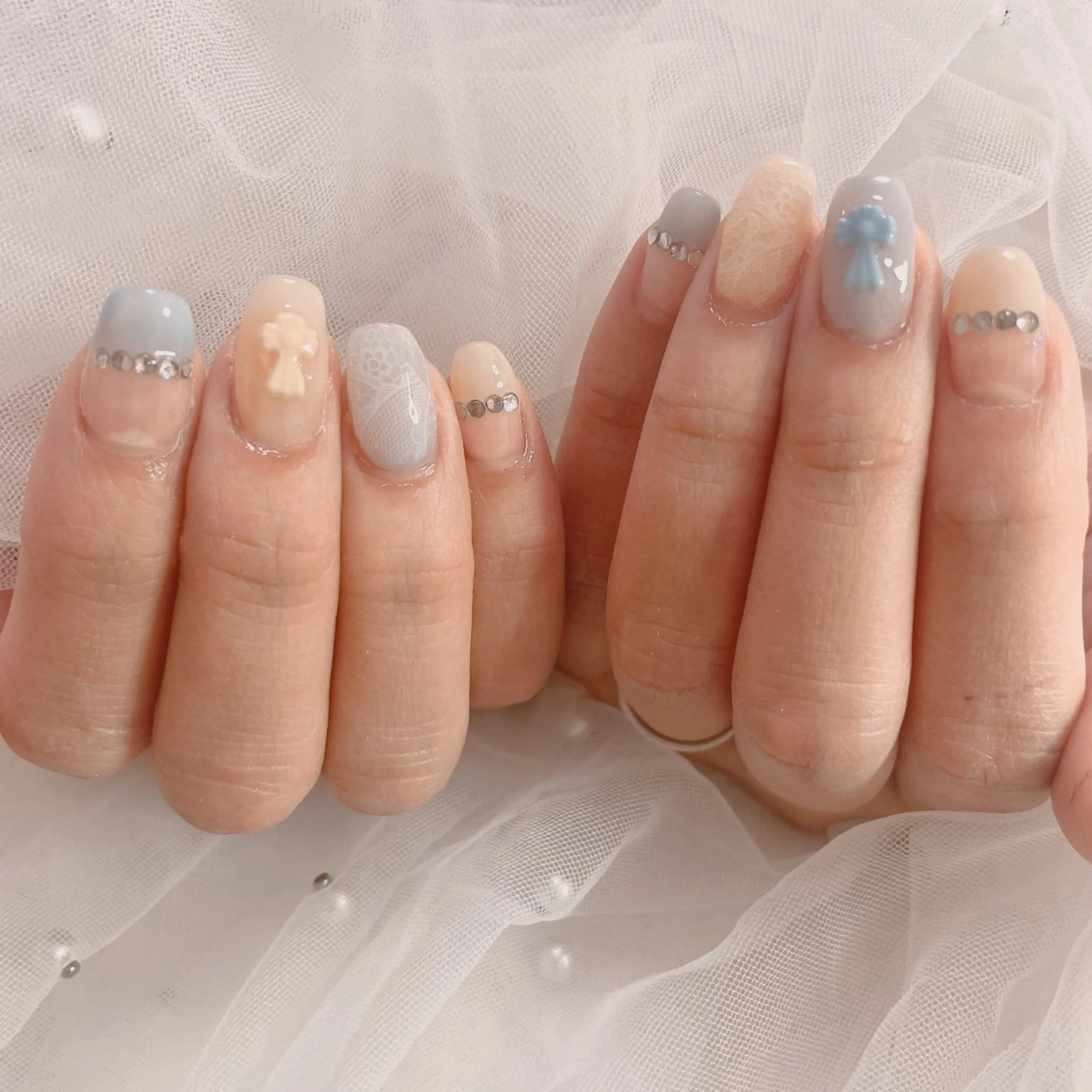 ネイル レース シンプルネイル ハンドネイル ネイルサロン なっちゃん(古千谷)のネイルデザイン