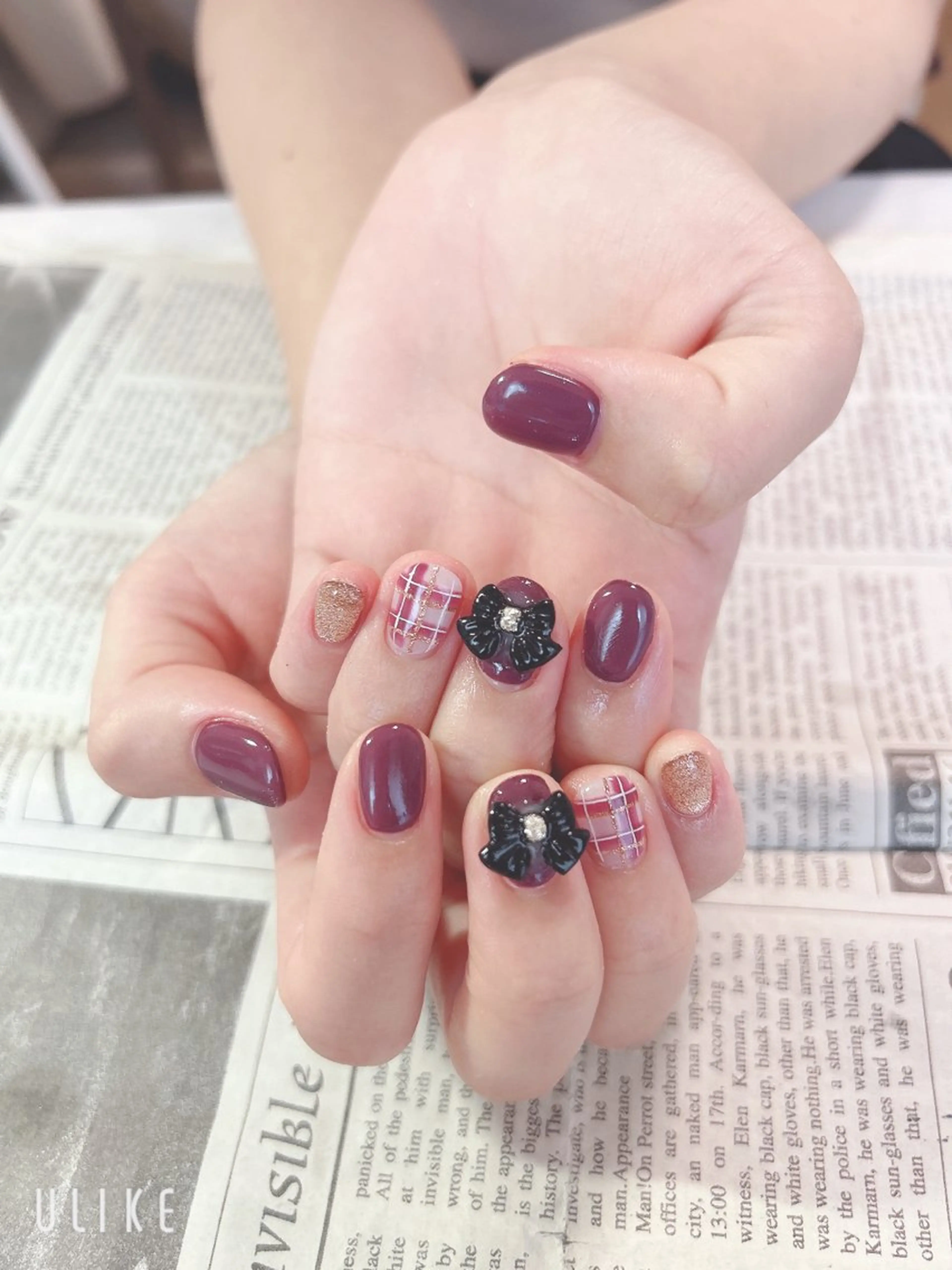 ネイル リボン ハンドネイル ハンドケア 森山 舞のネイルデザイン