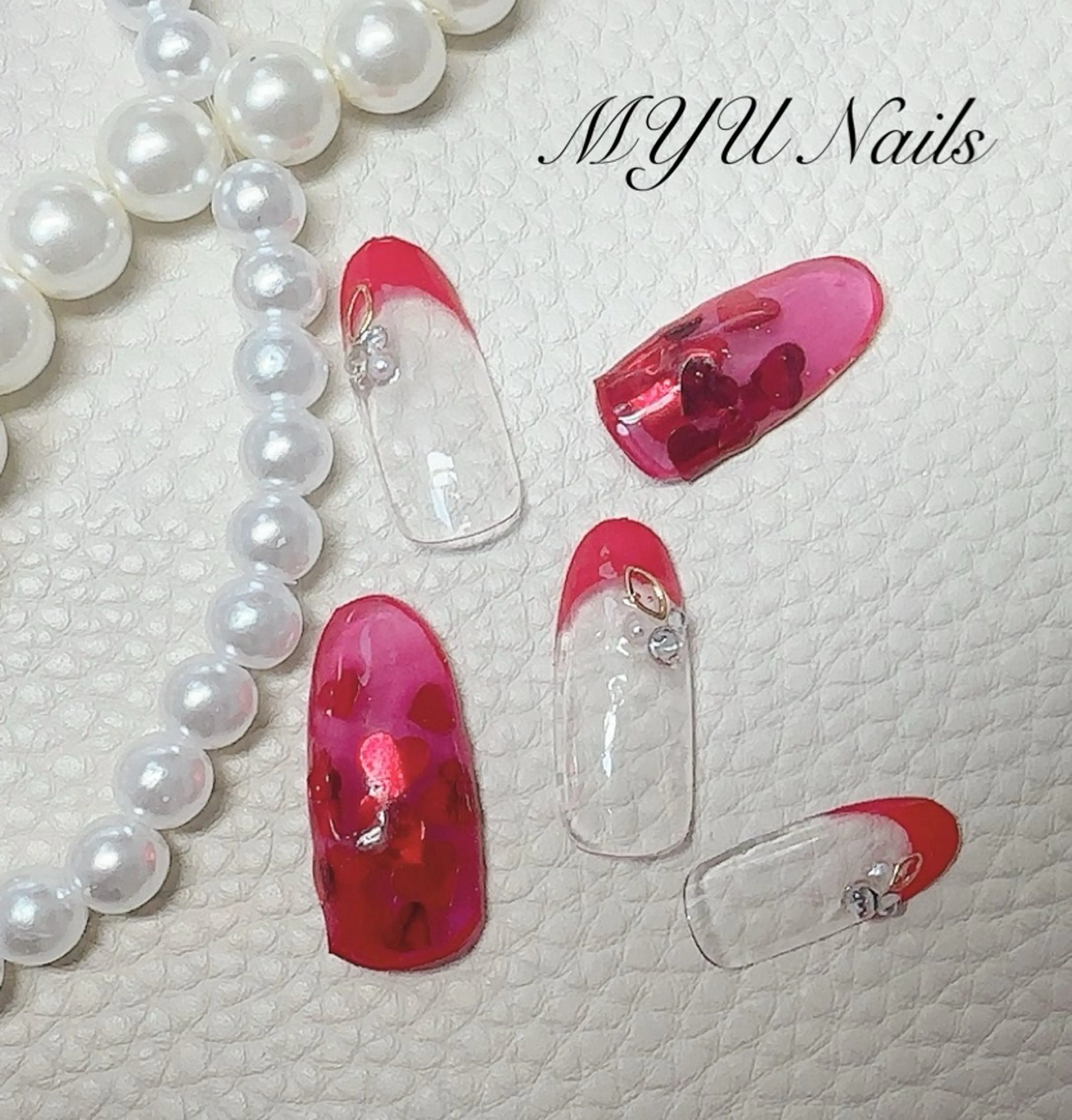 ネイル ジェルネイル バレンタイン ハンドネイル MYU Nails所属・ニュアンスネイル🌈 MYU Nailsのネイルデザイン