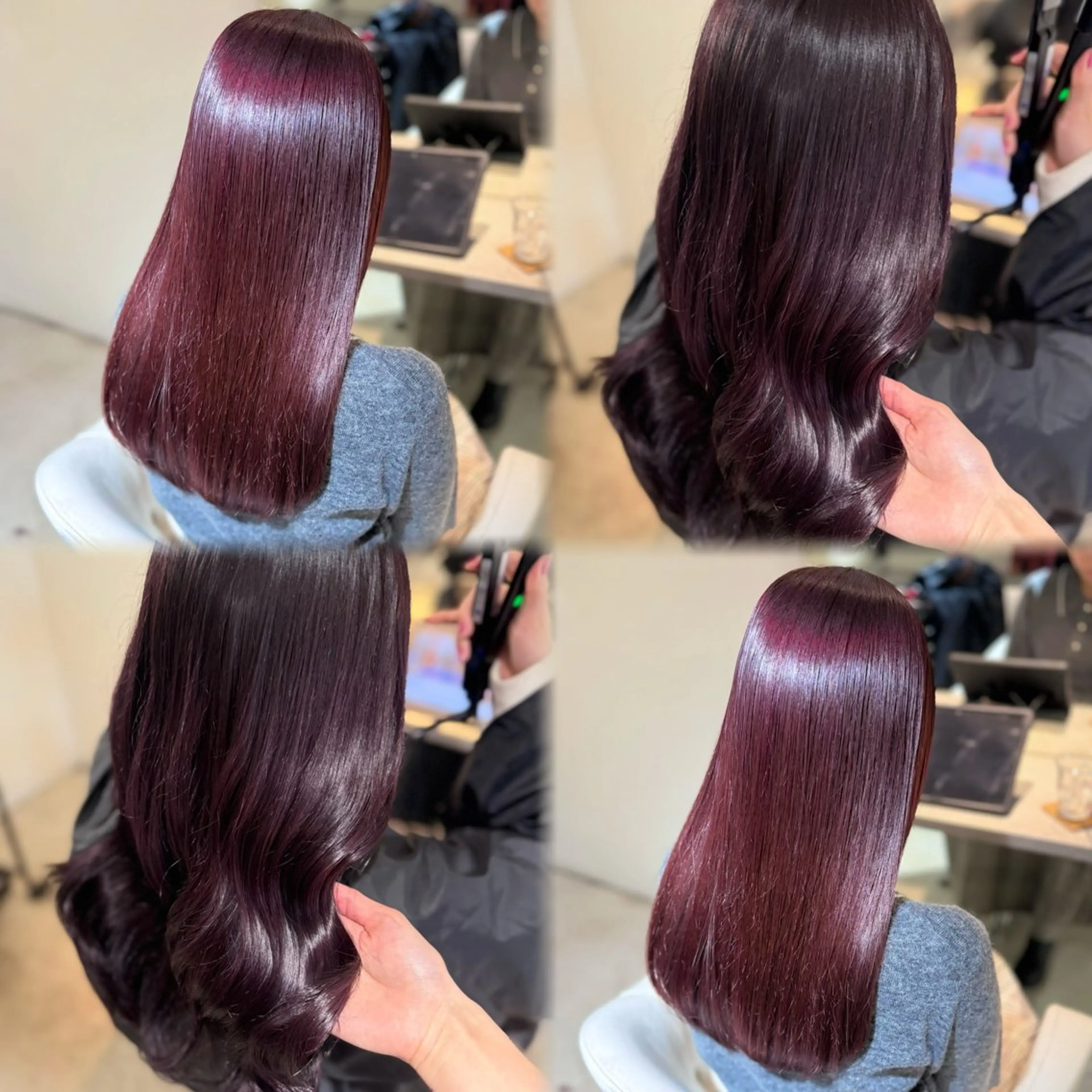 セミロング カラー ヘアアレンジ ベージュカラー ボルドーカラー カシス ピンクカラー ピンクベージュ 🦋🫧艶髪カラー 🫧🦋あいりのヘアスタイル