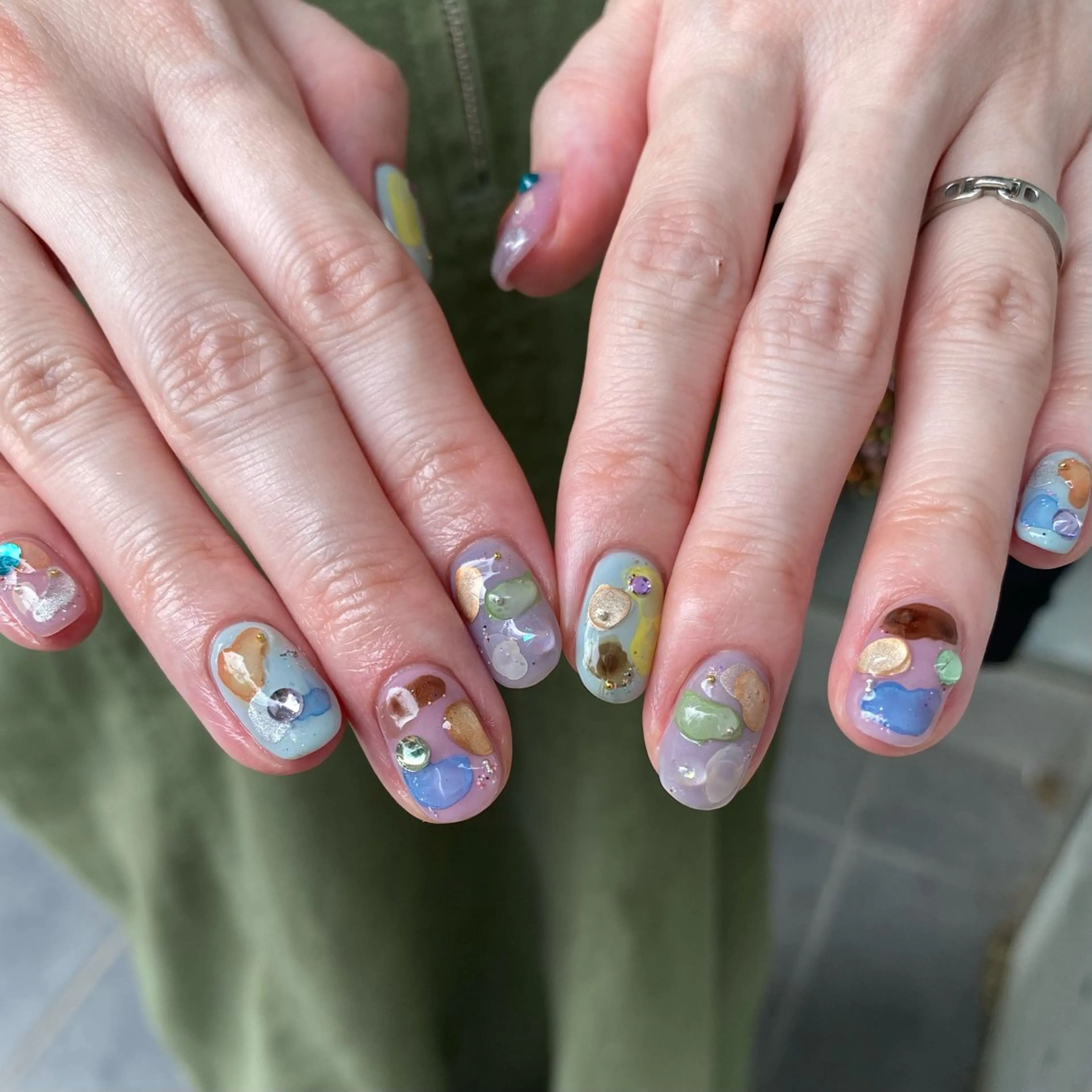 ネイル ジェルネイル マグネットネイル ニュアンスネイル ワンカラーネイル パラジェル ハンドネイル 草加ニュアンスネイル 🌚hersのネイルデザイン