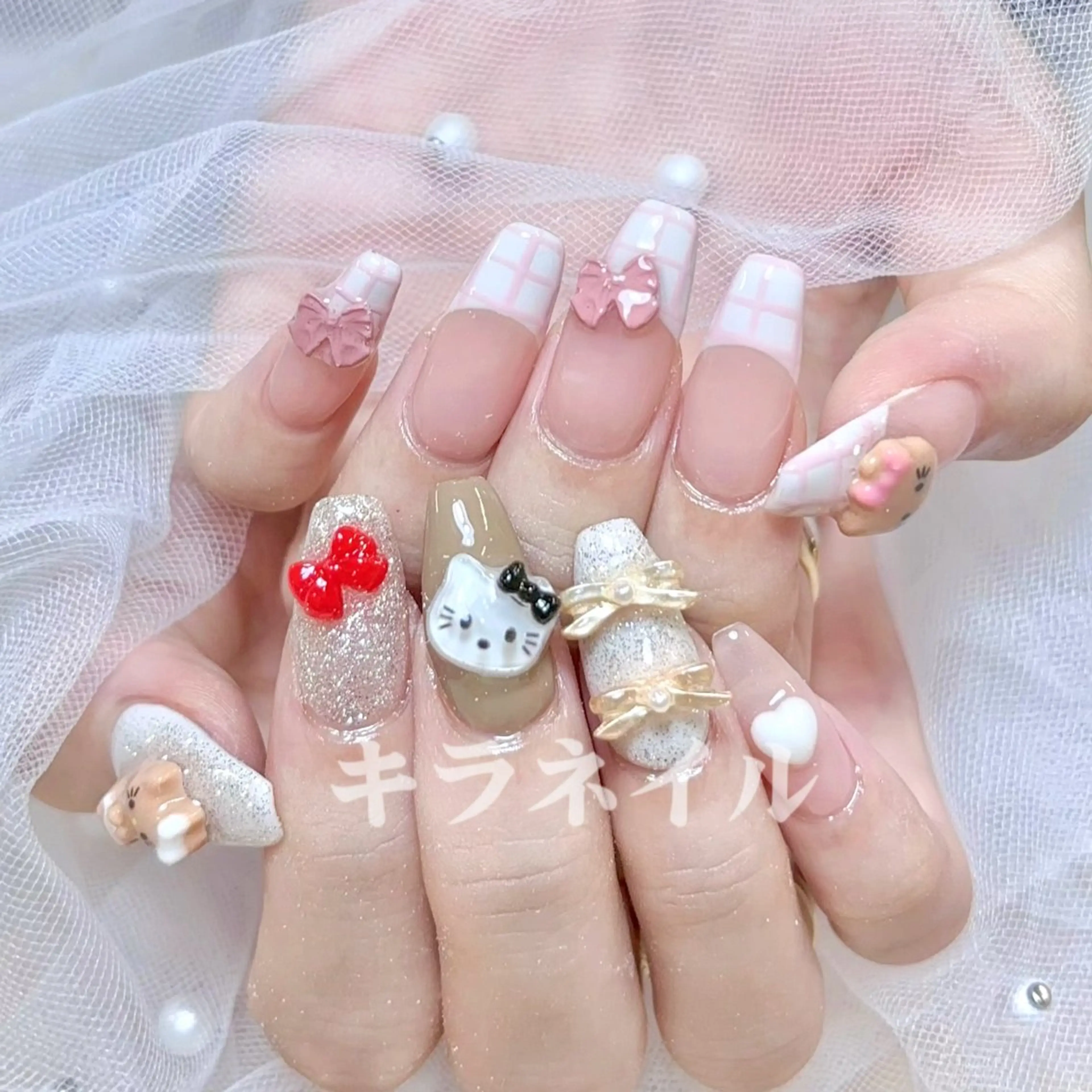 ネイル ハンドネイル 🎀kira 長さだし💗モチ最高のネイルデザイン