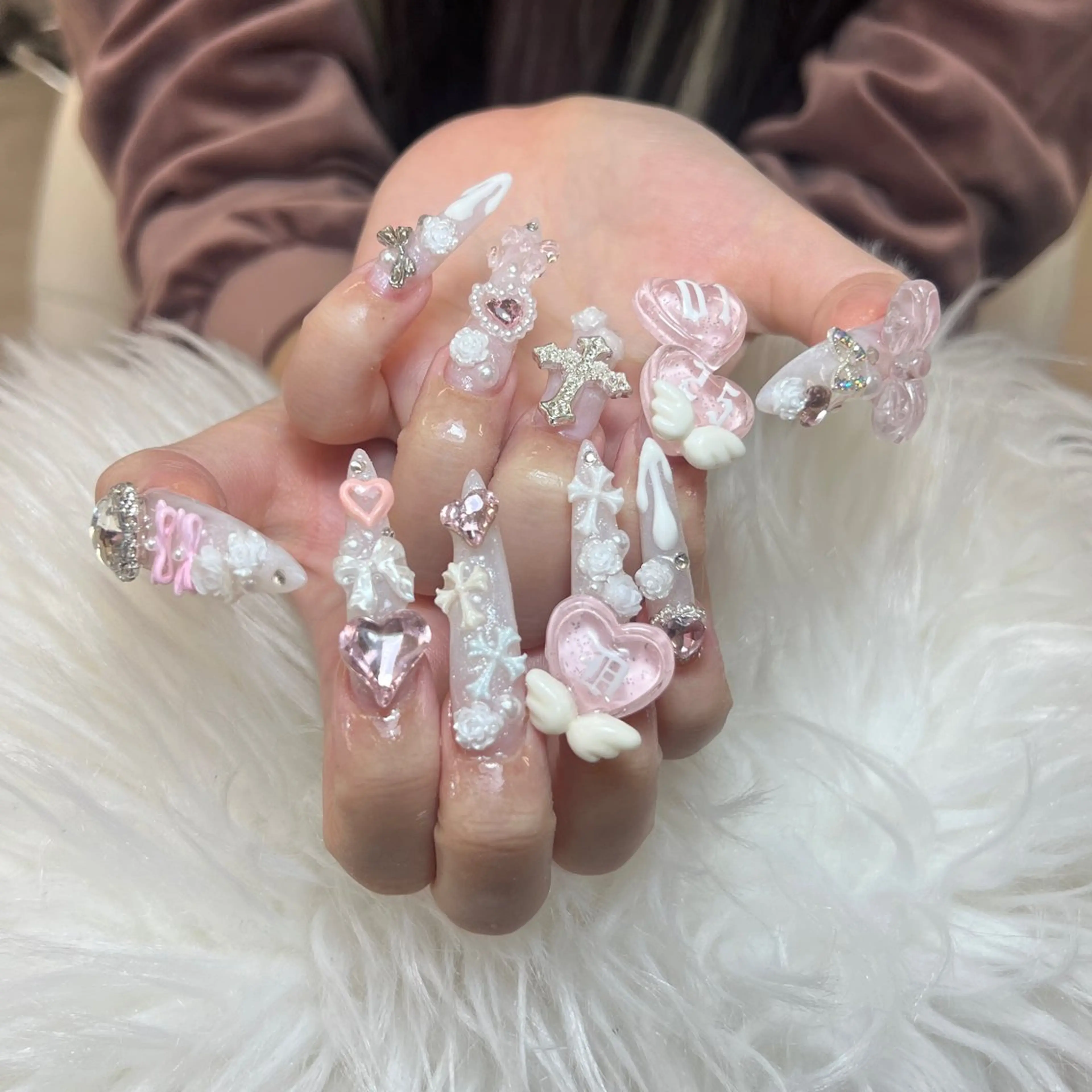 ネイル アートネイル オーロラネイル チークネイル 長さ出し フットネイル Noiranail_ studio川越西口のネイルデザイン