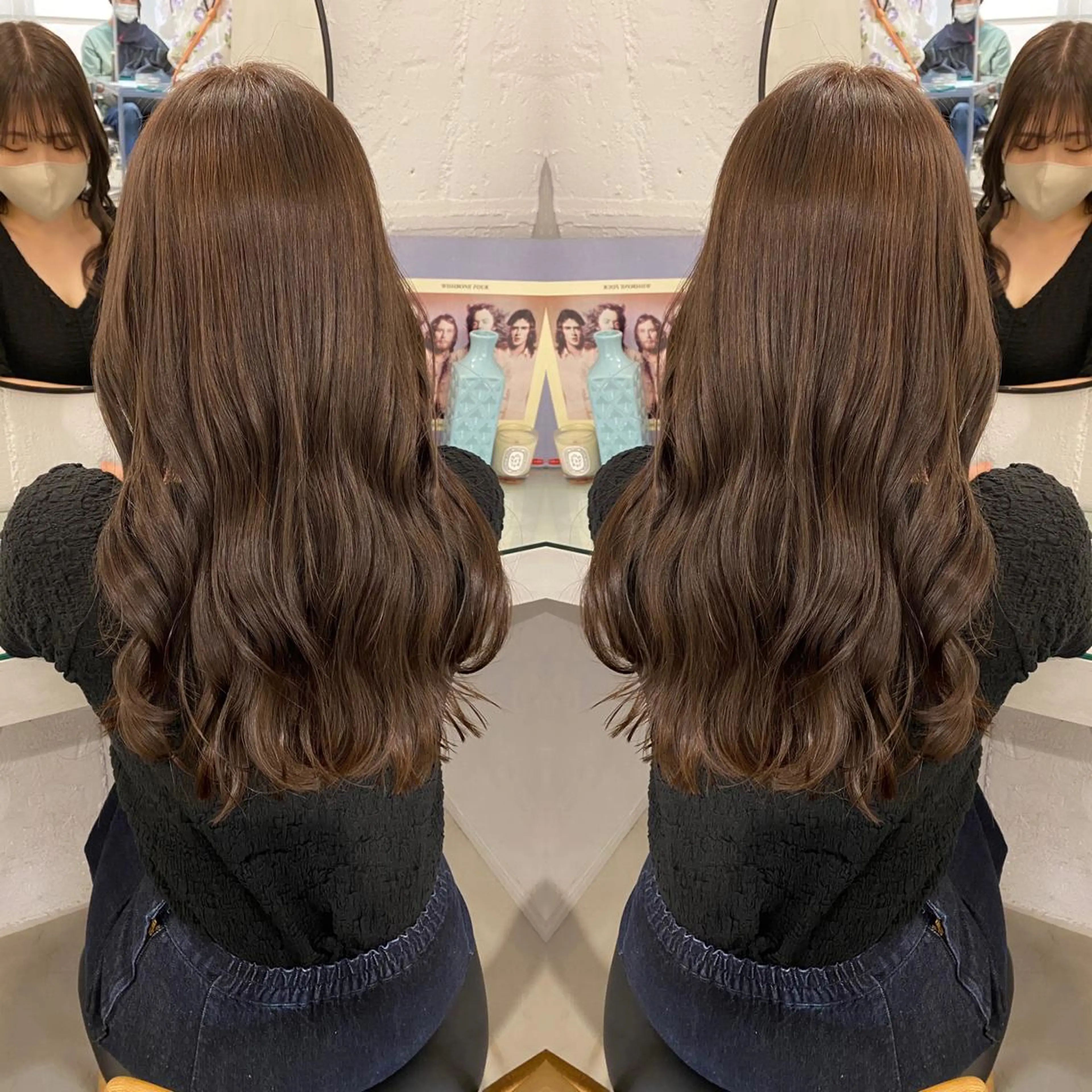 セミロング カラー パーマ セミロングパーマ くびれヘア 韓国風ヘア レイヤーカットのプロ 大人ヘア宮森貴志のヘアスタイル