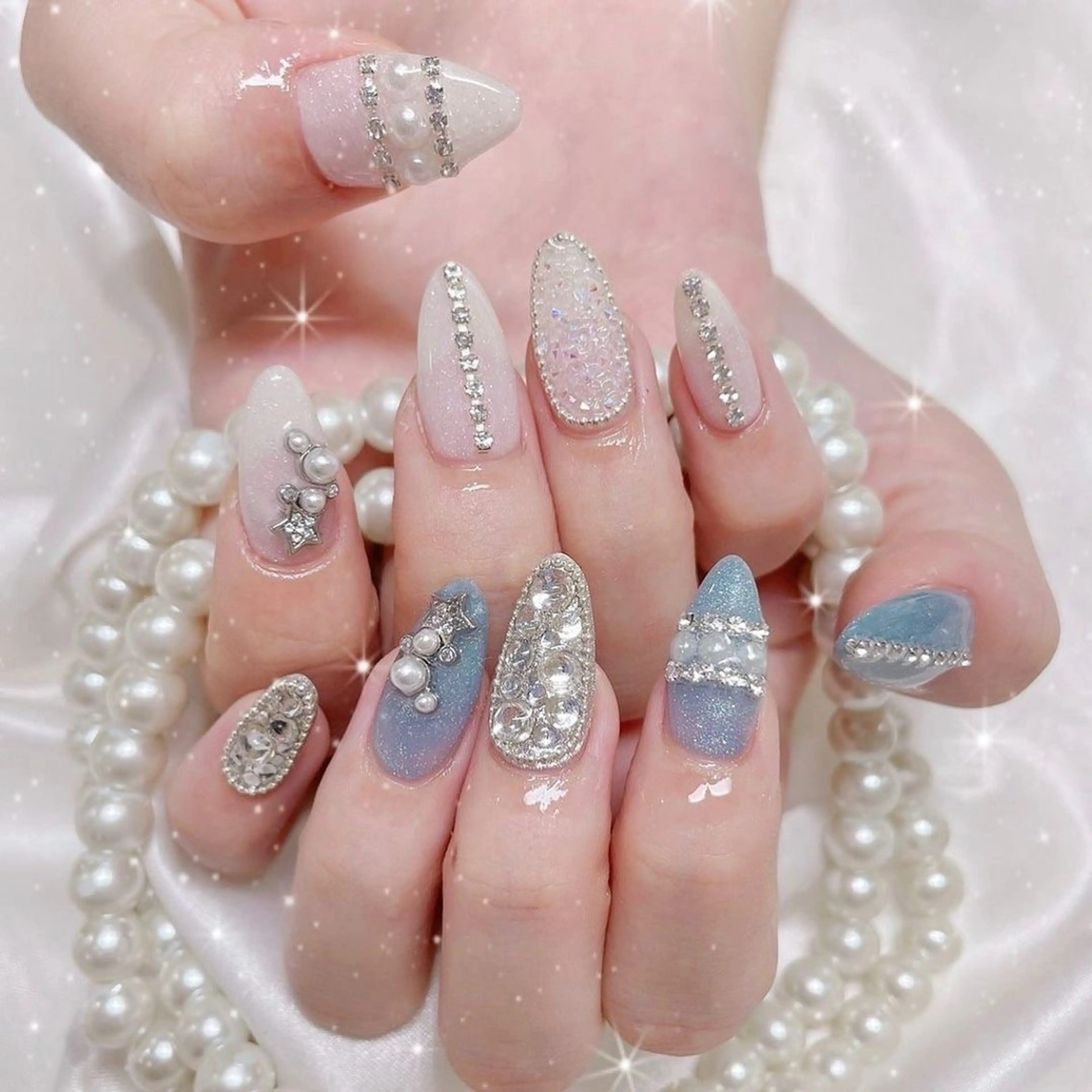 ネイル マグネットネイル ピンク ネイルチップ 冬ネイル Lee Nailsのネイルデザイン