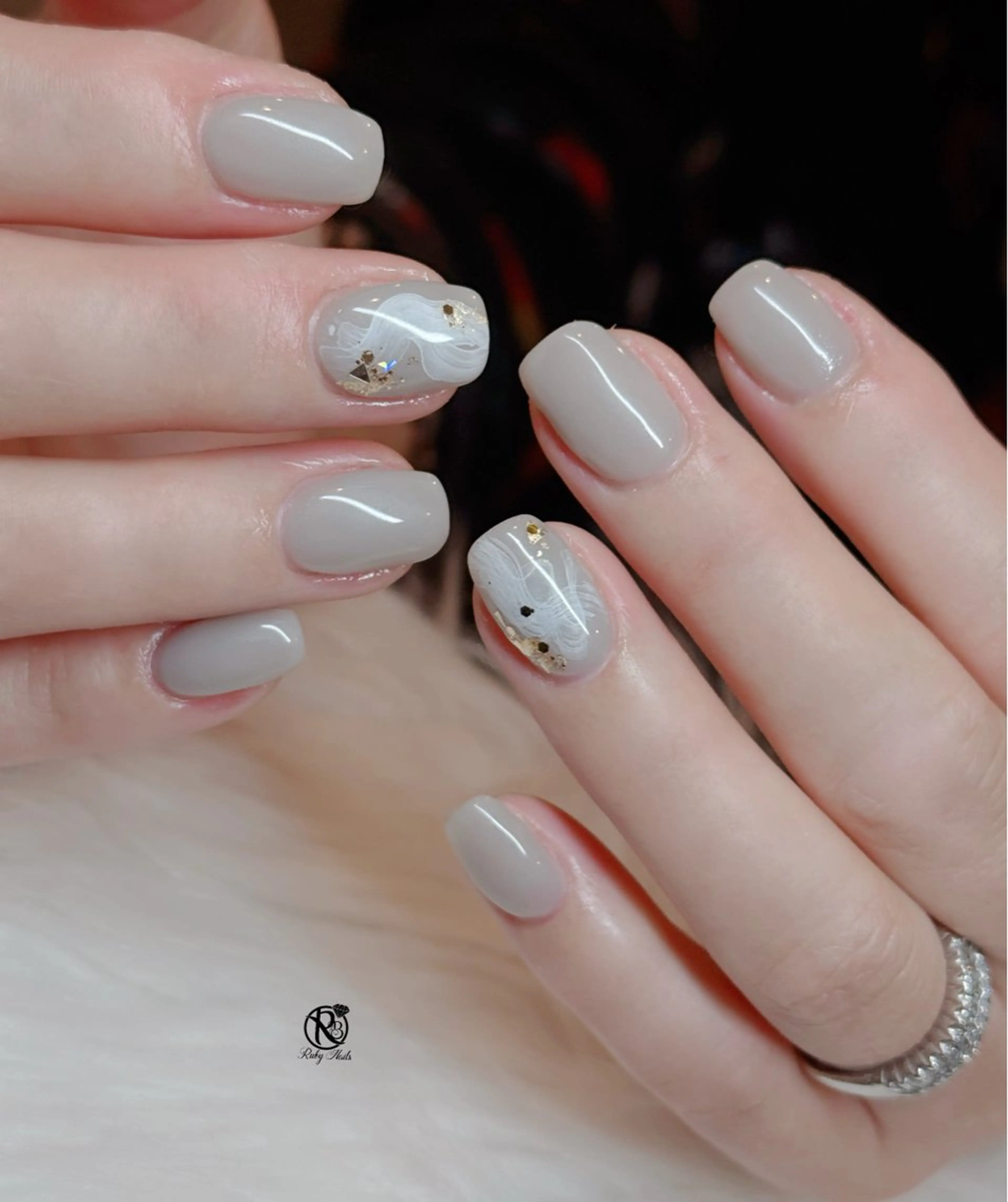 ネイル ボルドー ブラウン チークネイル ドット フットネイル ハンドネイル チェリネイルサロン 霞ヶ関のネイルデザイン