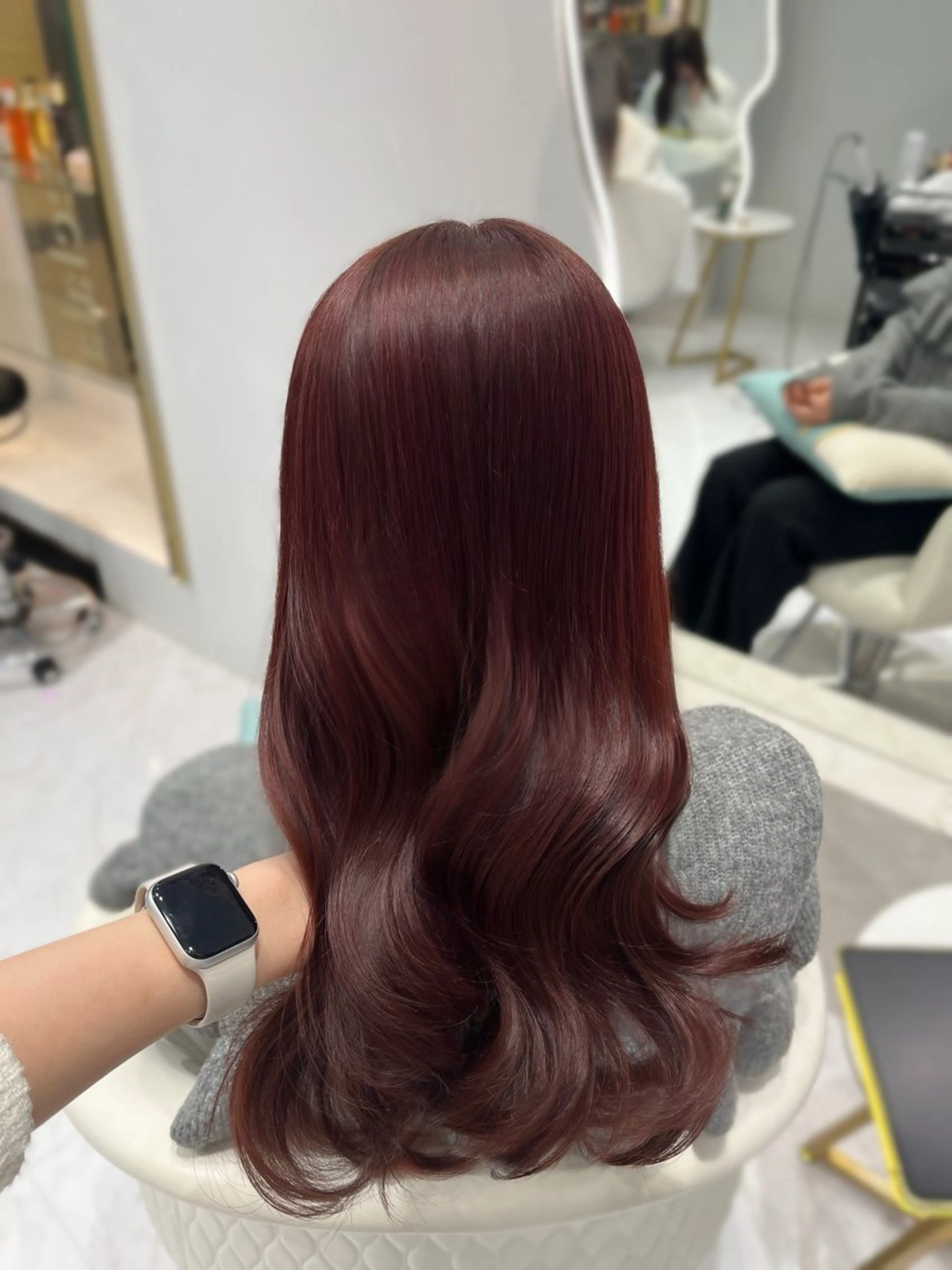 ロング カラー レッドカラー カット ヘアカラー トリートメント 名駅/大人韓国ヘア 艶カラー/Rihoのヘアスタイル