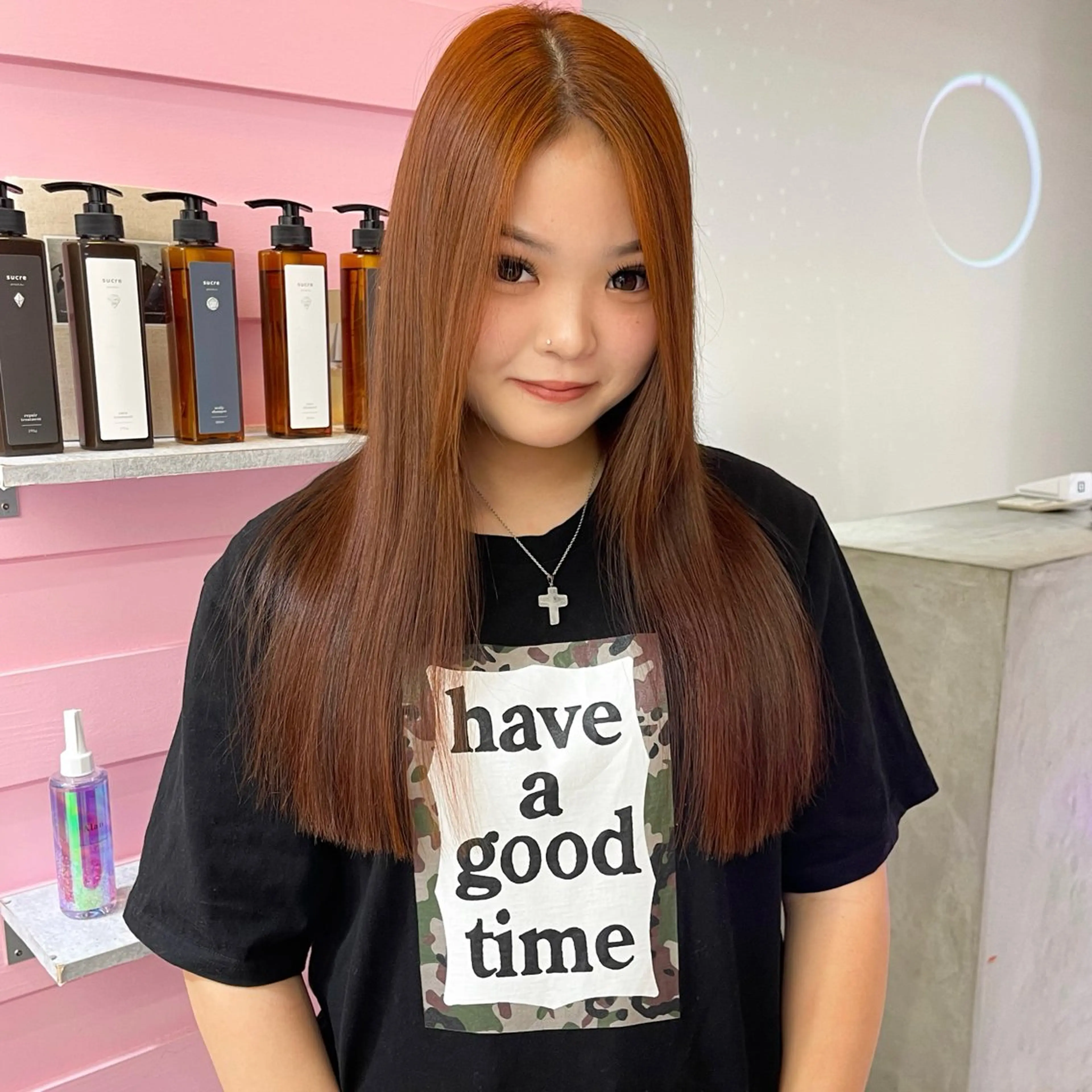 ロング カラー カット ヘアカラー 🎀ミルクティー/暖 色×レイヤー/マリアのヘアスタイル