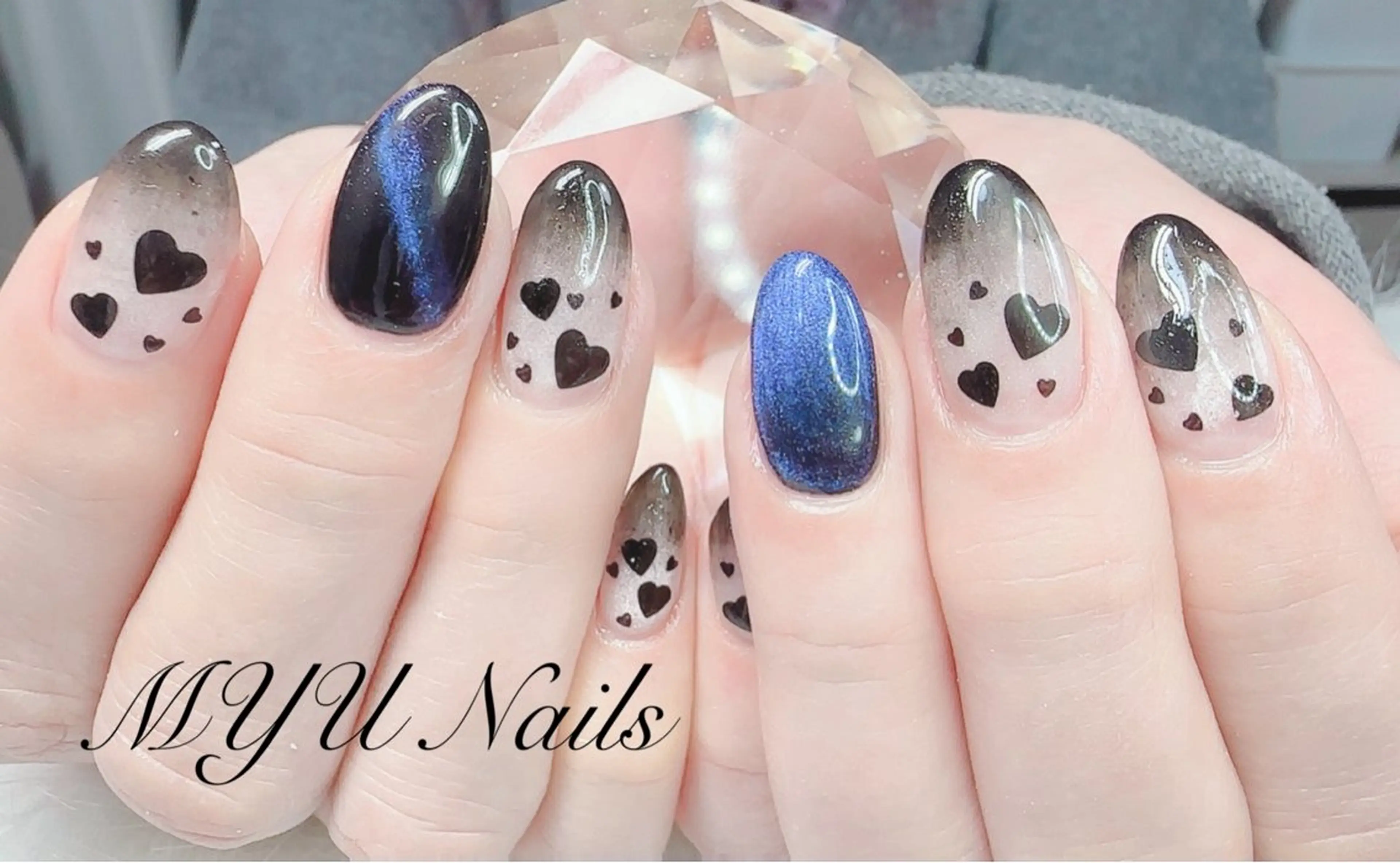 ネイル ジェルネイル ハート マグネットネイル 持ち込み ニュアンスネイル ハンドネイル MYU Nails所属・ニュアンスネイル🌈 MYU Nailsのネイルデザイン