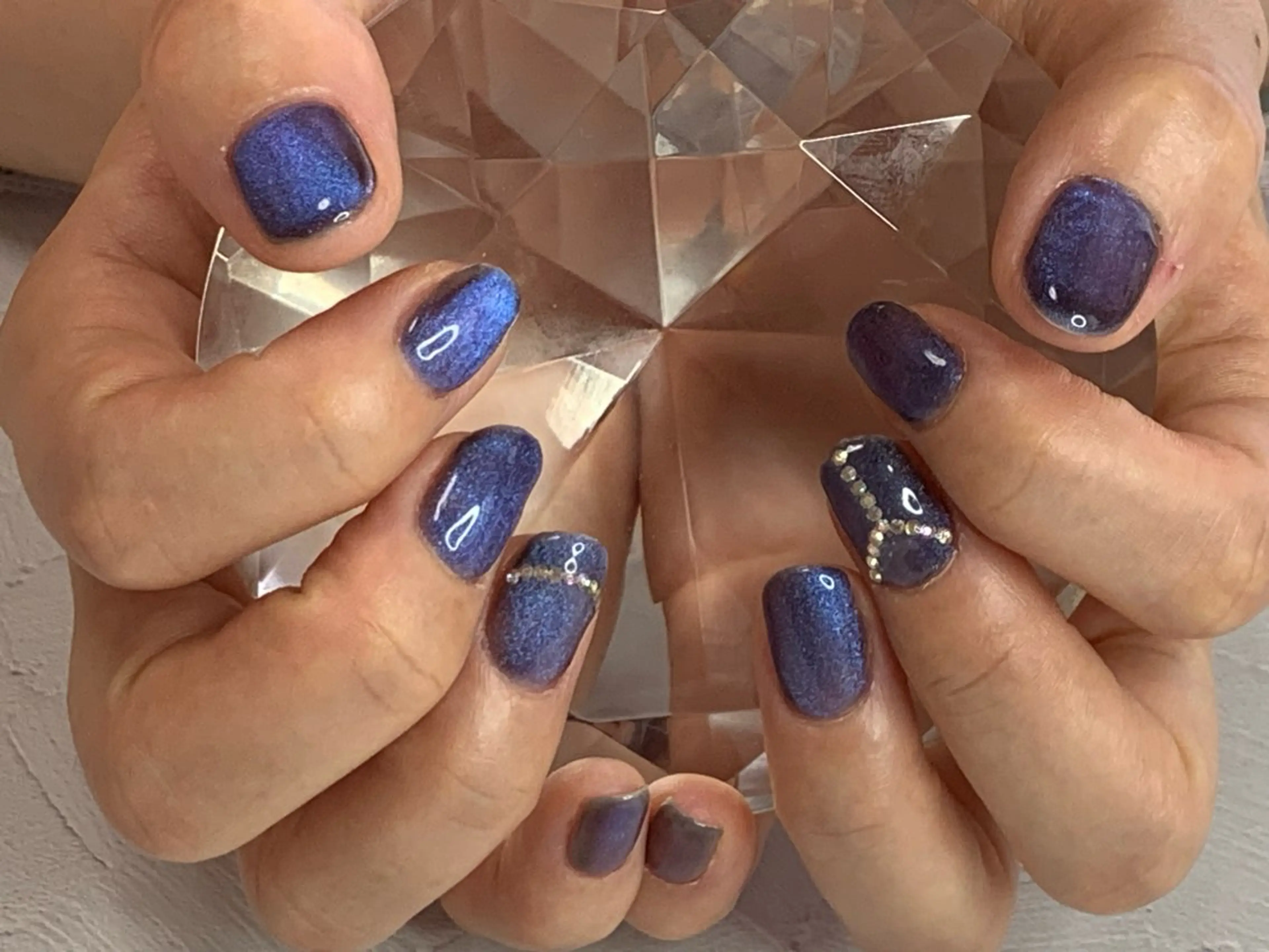 ネイル アートネイル ブルー ジェルネイル グリーン マグネットネイル noheanail YONEDAのネイルデザイン