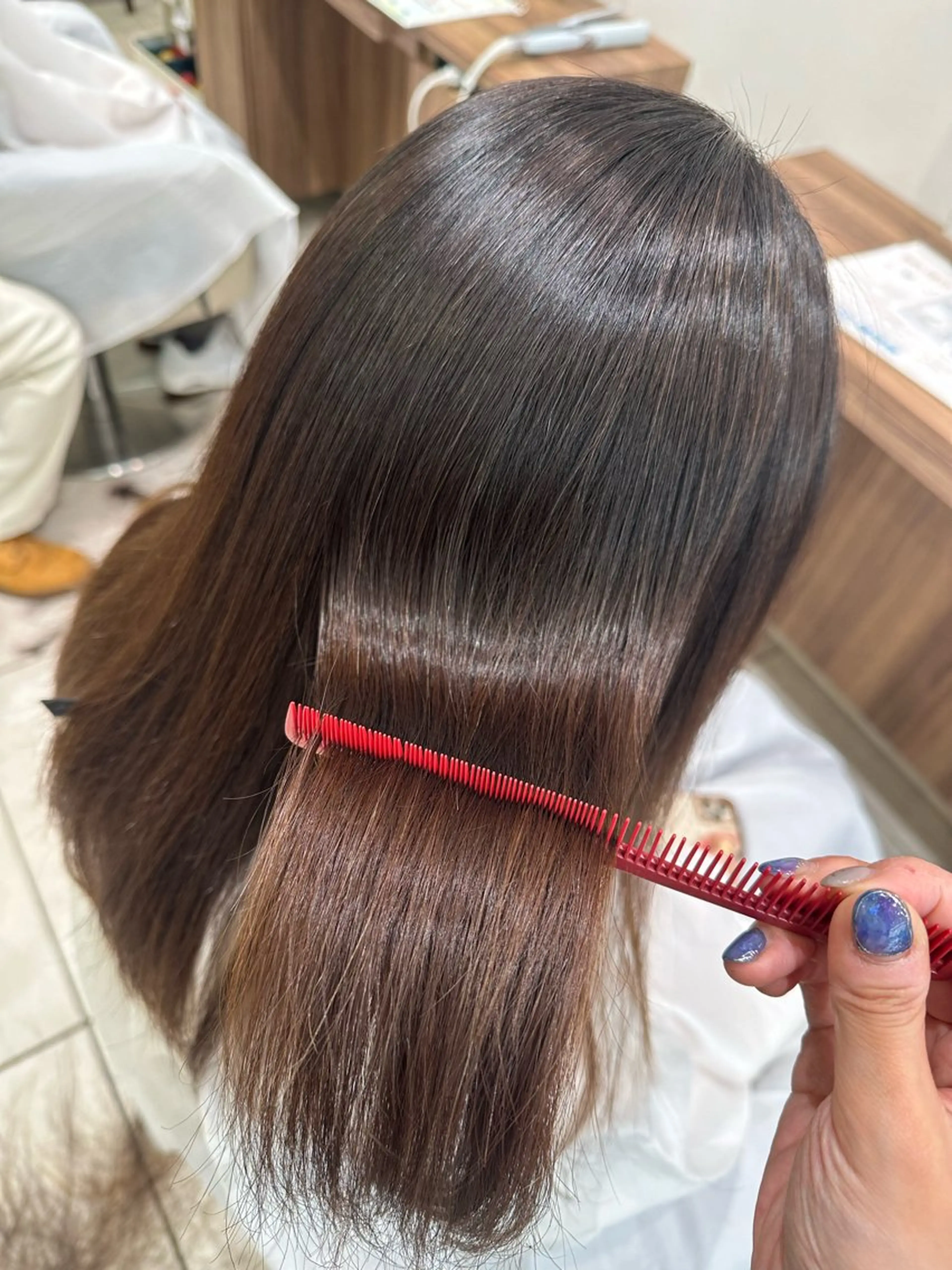 セミロング パーマ カット 縮毛矯正 藤井 真奈美のヘアスタイル