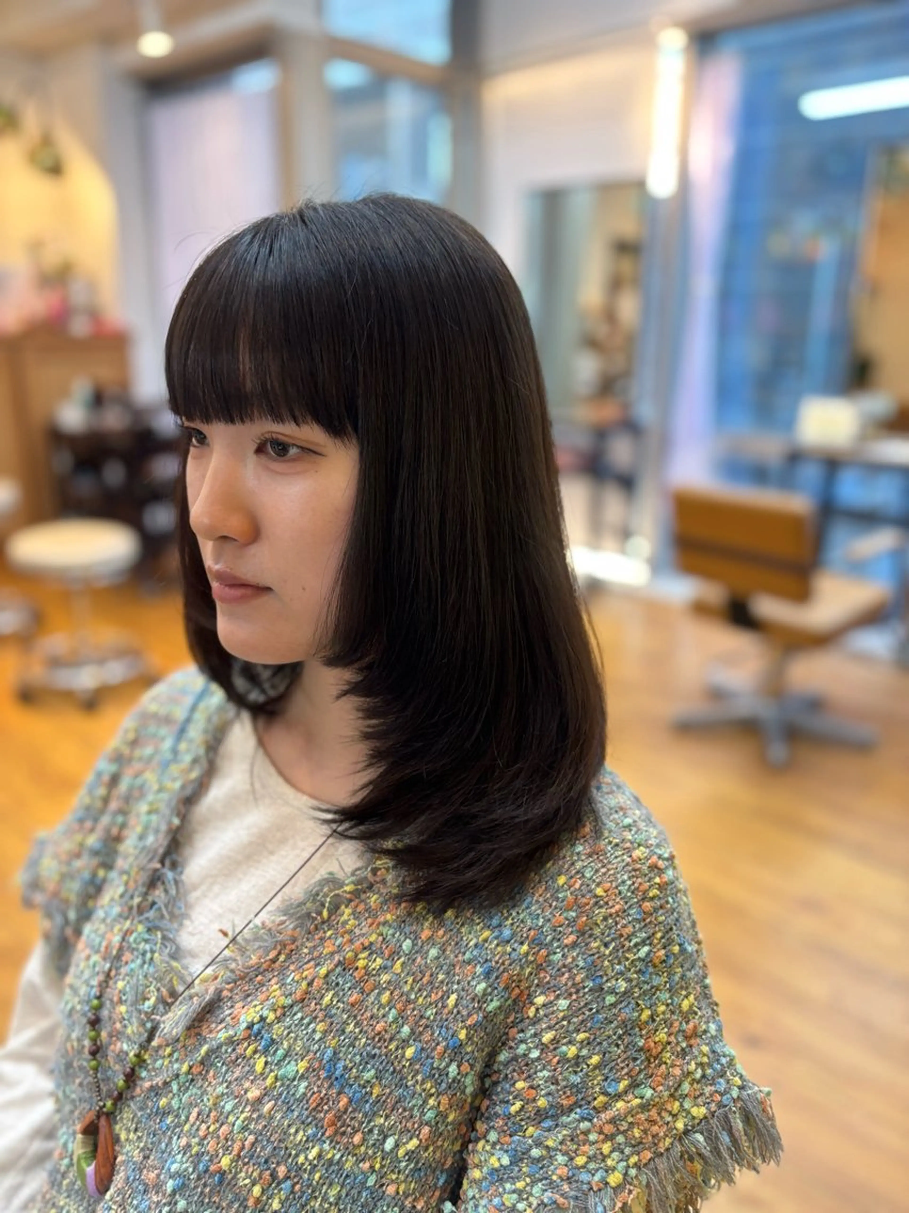 セミロング カラー カット ヘアカラー カネコ ナナミのヘアスタイル