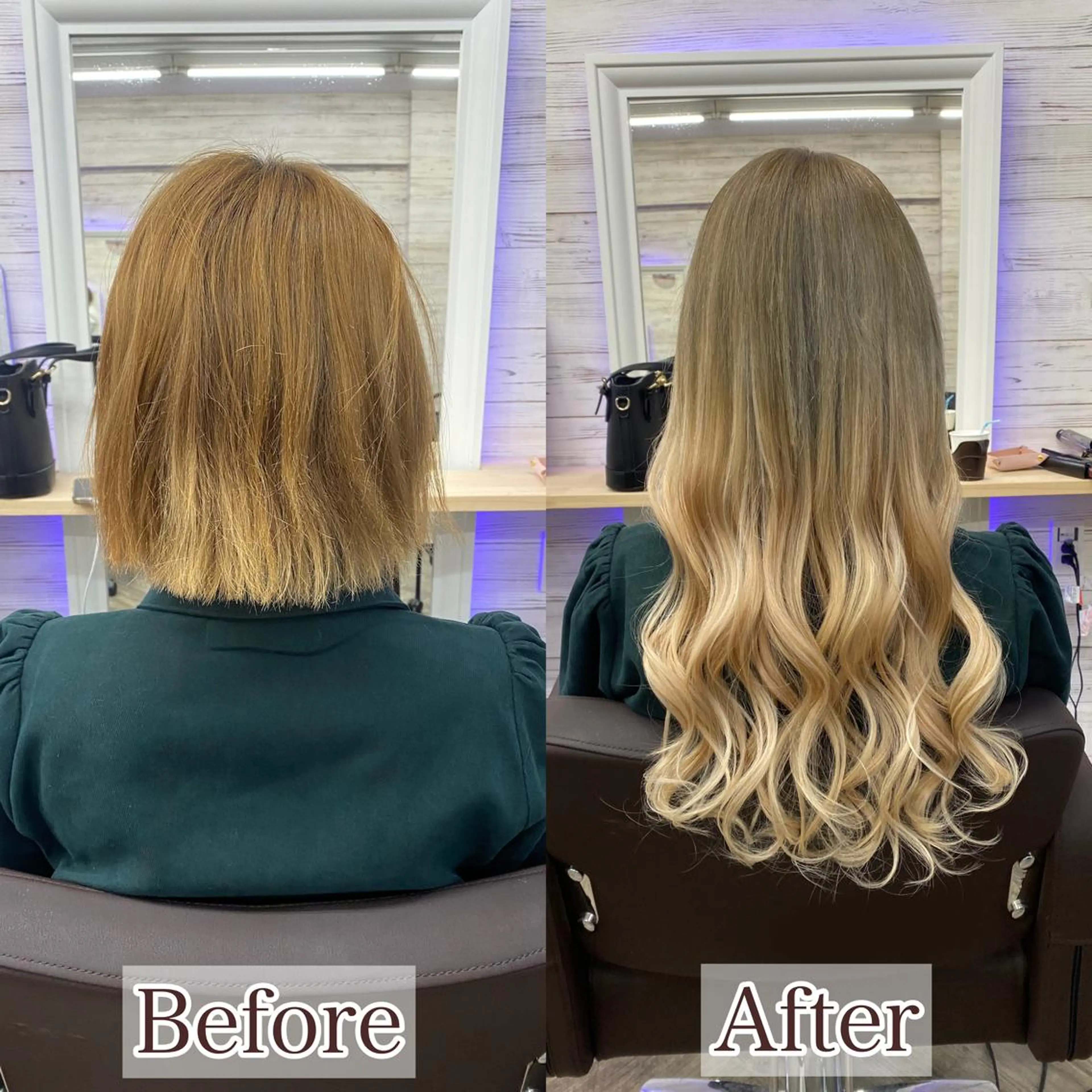 ミディアム カラー ヘアアレンジ ショートボブ 編み込みエクステ シールエクステ ミディアムパーマ バレイヤージュ LAVENDIA 初音のヘアスタイル
