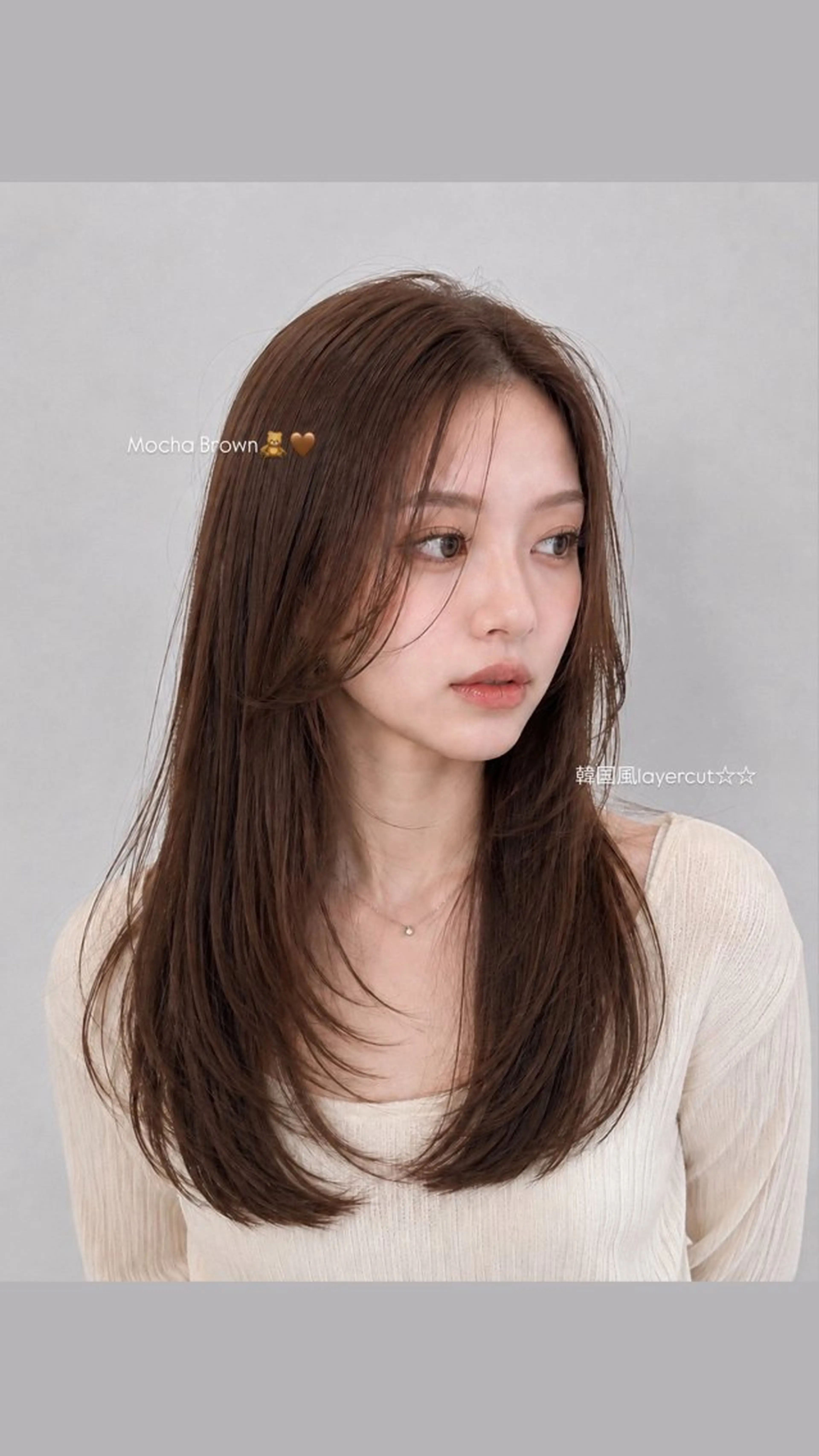 ロング カラー ブラウンカラー 透明感カラー モカブラウン 顔まわりレイヤー 韓国風ヘア ヘアカラー 松永 夏弥のヘアスタイル