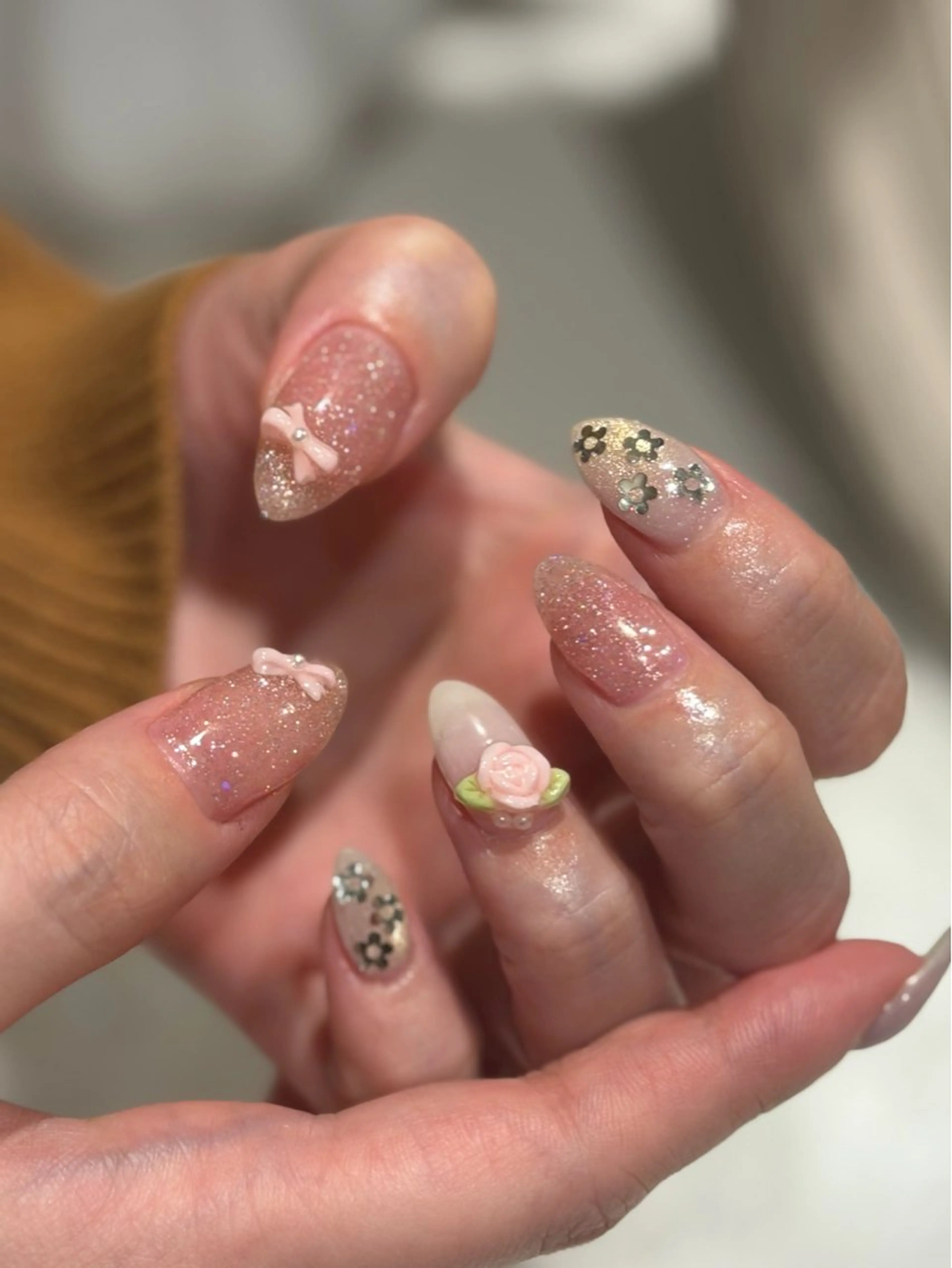 ネイル アートネイル 春ネイル yume 大人ガーリーネイルのネイルデザイン