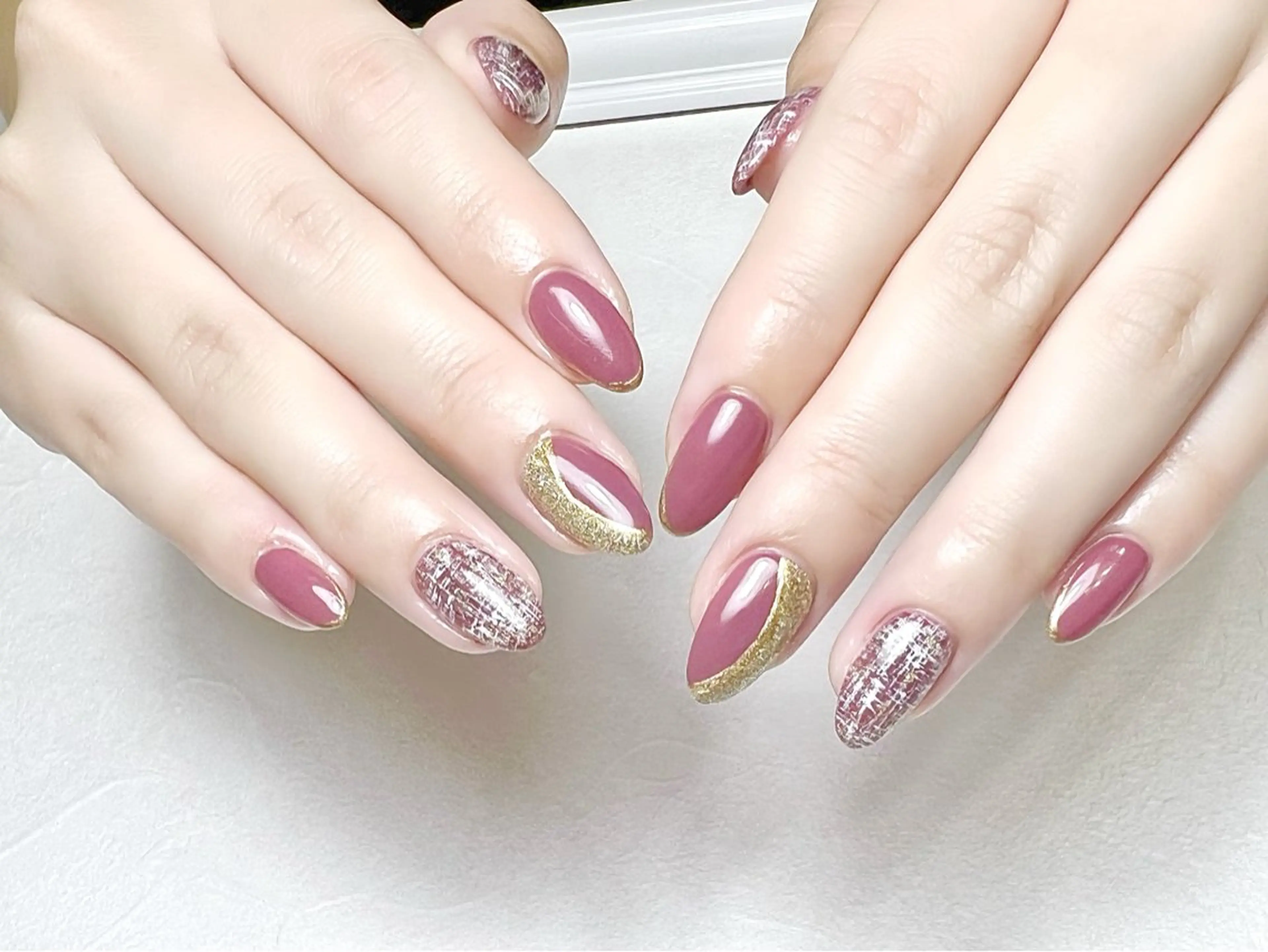 ネイル フレンチネイル ラメ(グリッター) ツイードネイル rouse nail RISATOのネイルデザイン