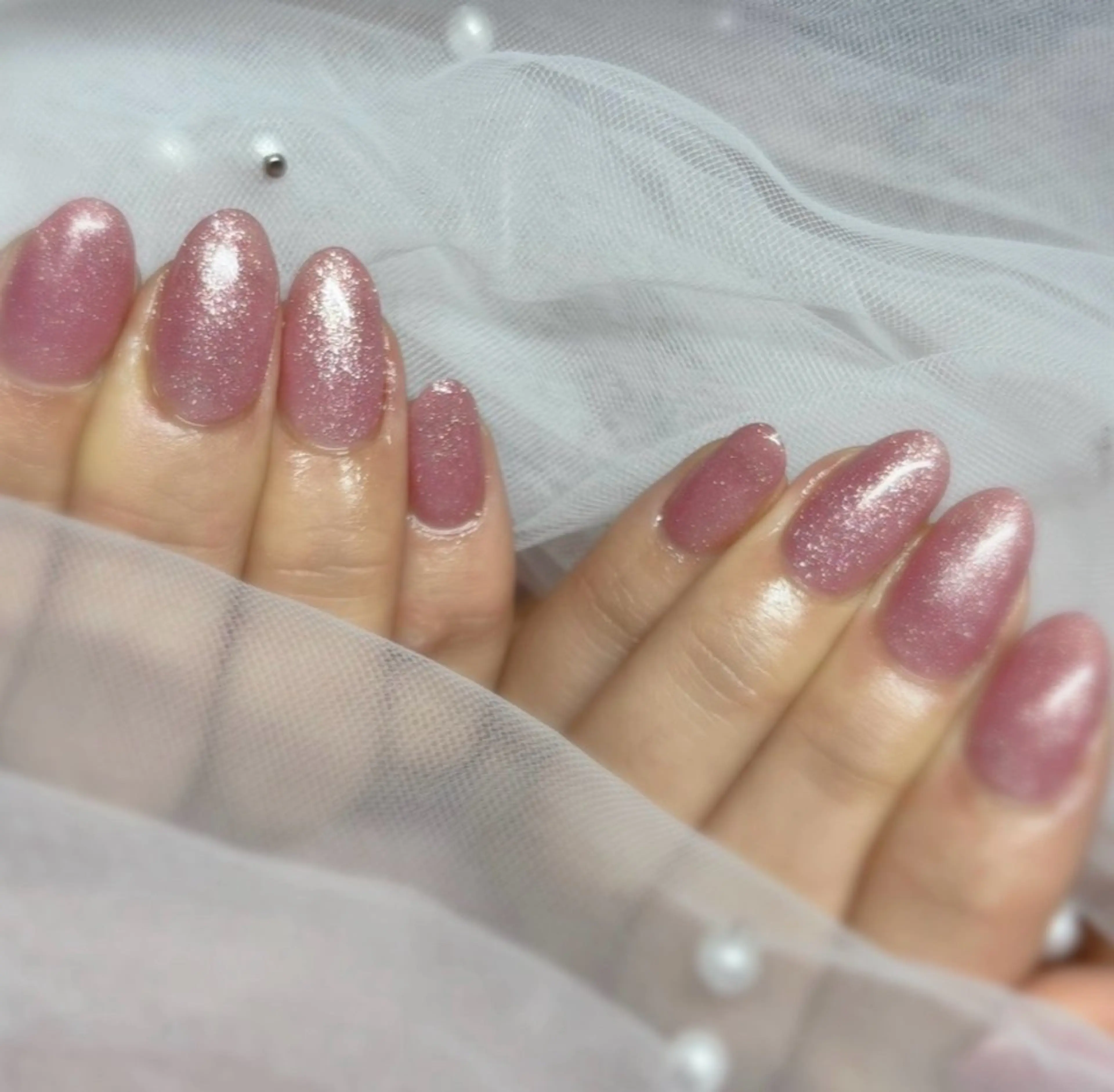 ネイル キラキラネイル ワンカラーネイル ピンク ハンドネイル kaho  🧸🎀 RiLionのネイルデザイン