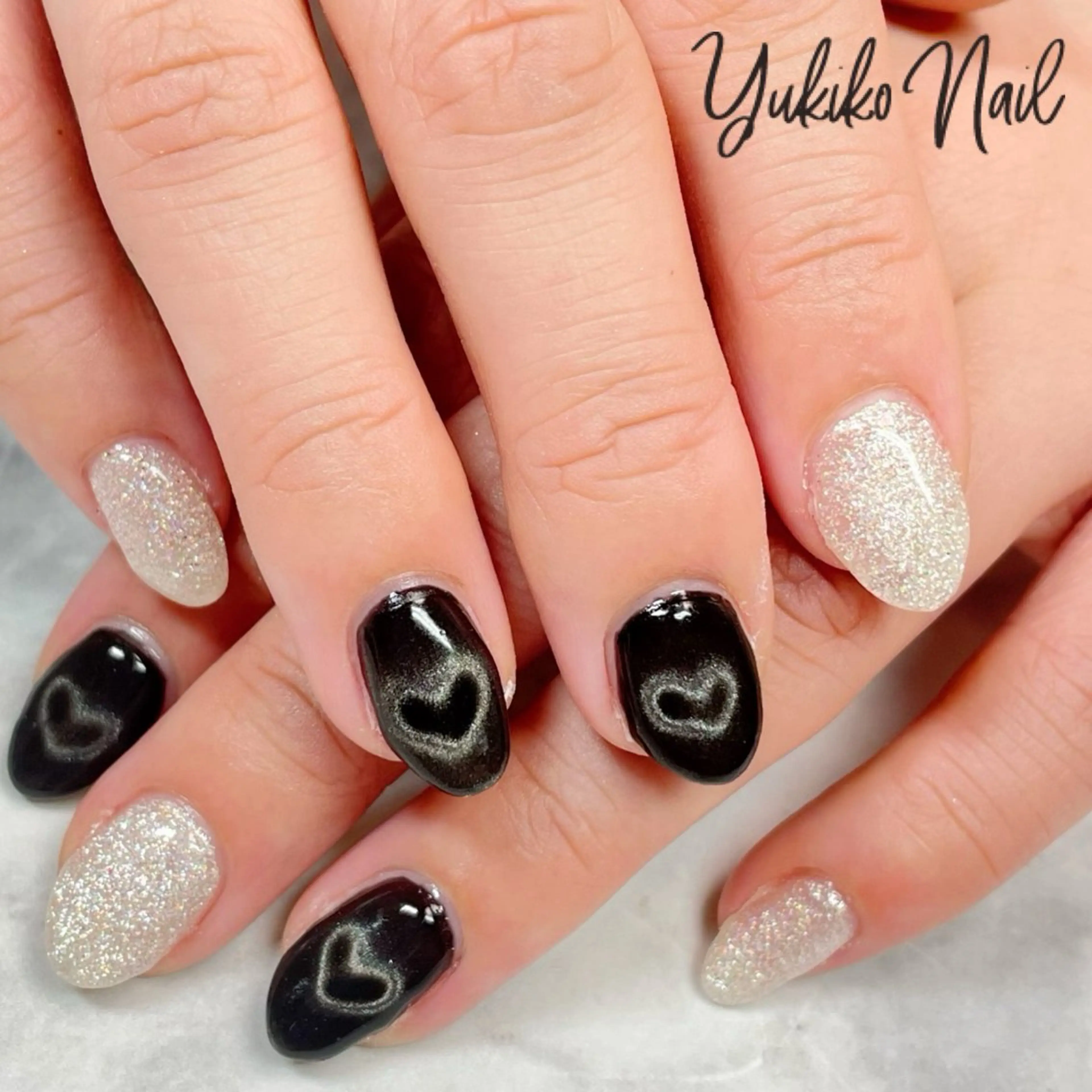 ネイル クリアネイル ハート マグネットネイル ユキコ ネイルのネイルデザイン