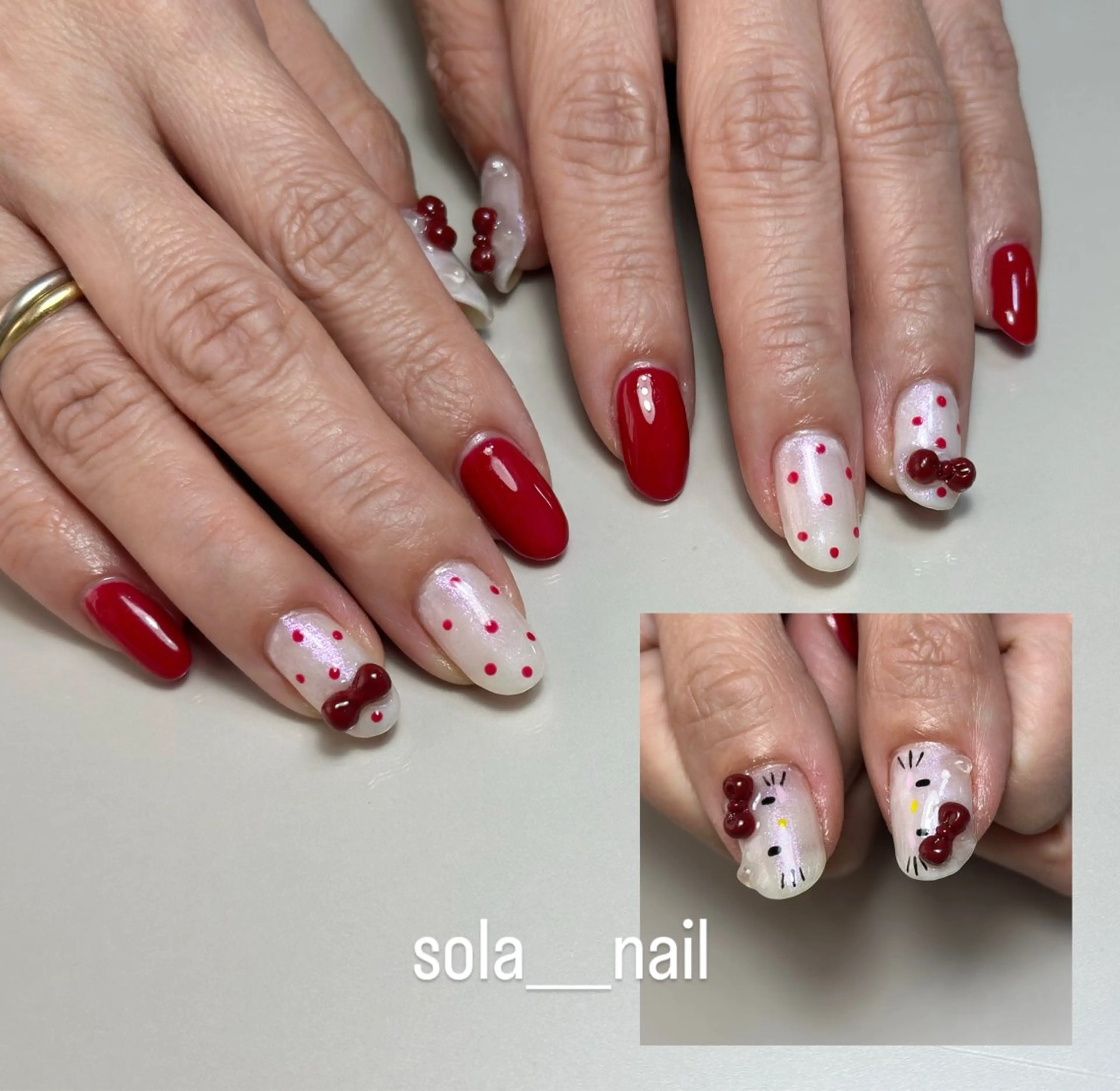 ネイル ドット ガーリー 持ち込み ワンカラーネイル ぷっくりネイル sola nailのネイルデザイン