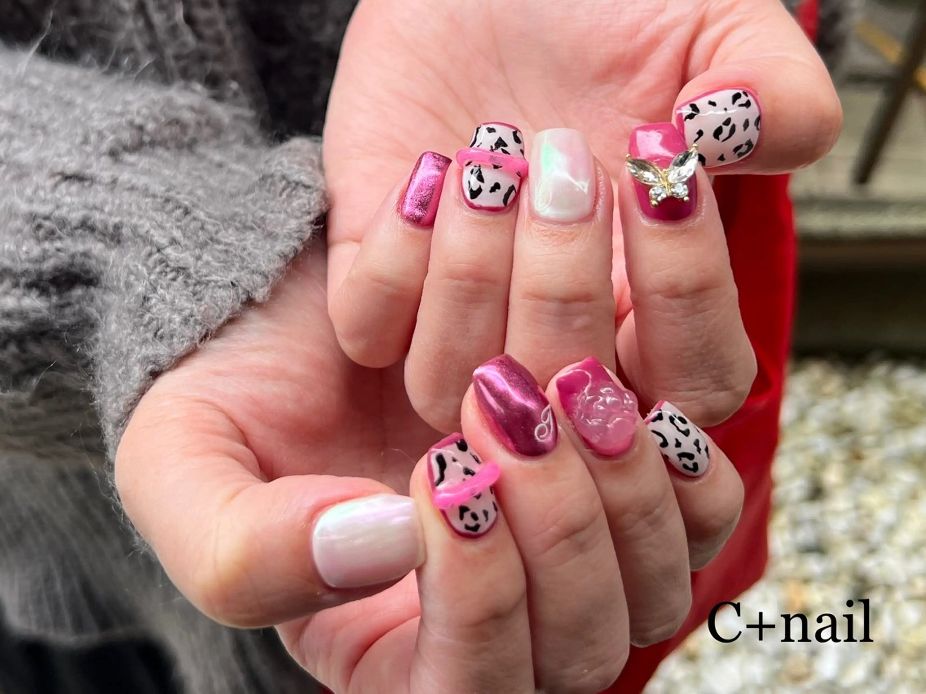 ネイル アニマル柄 ピンク ハンドネイル ✴︎ C+nailのネイルデザイン